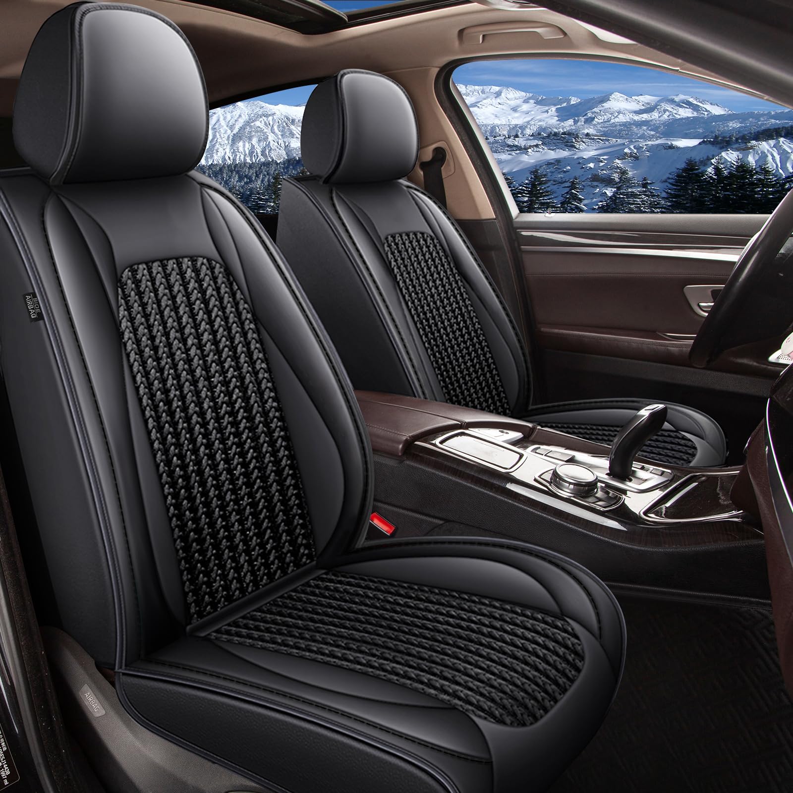 TTX LIGHTING Breathable Car Seat Covers for Jeep Gladiator 2020-2025 - Premium Leather & Ice Silk Material, Waterproof Front Seat Protectors (Black) | Perfect for Off-Road Adventures & Daily Commutes