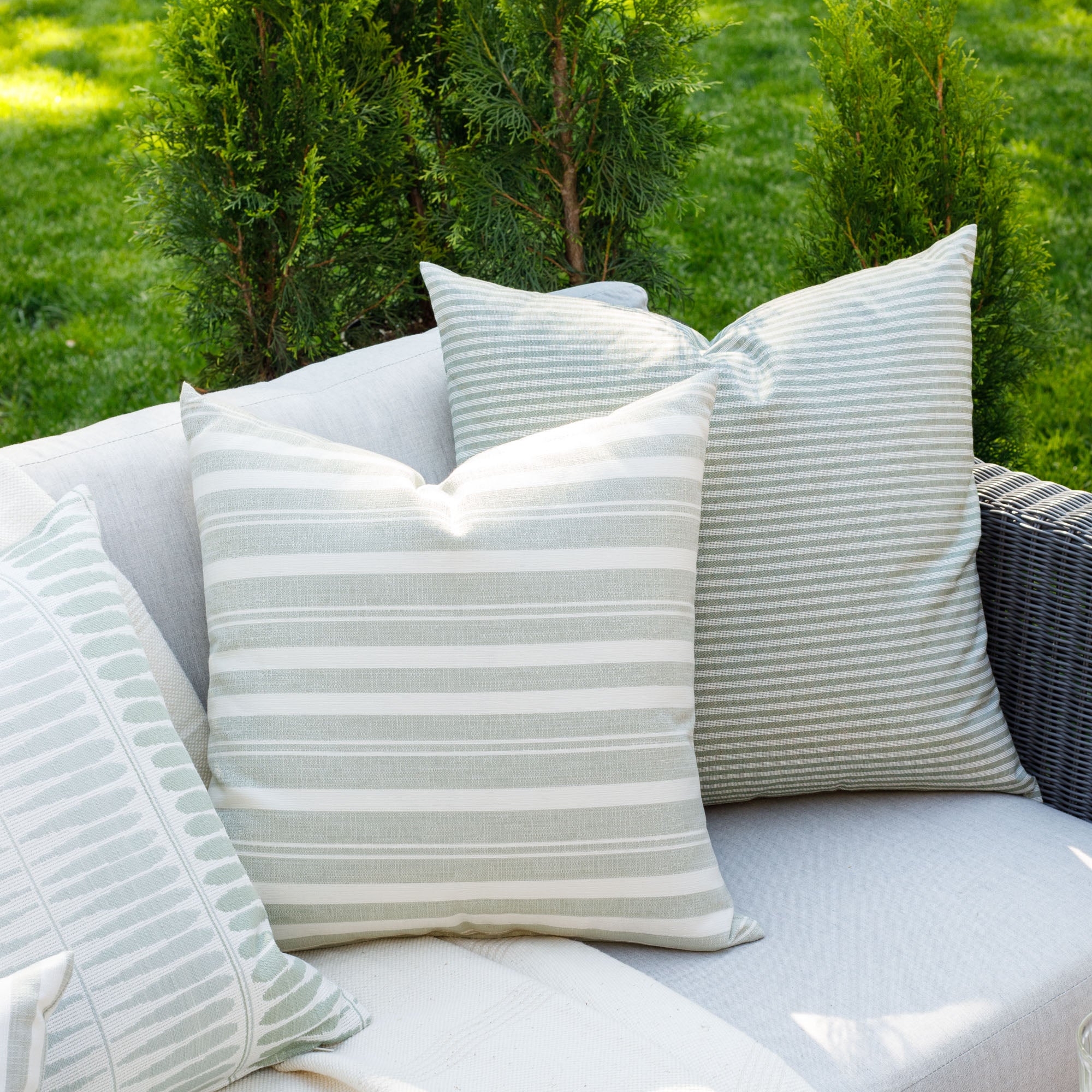 Tranquil 20x20 Outdoor Pillow in Sage Green - Waterproof & UV Resistant Patio Cushion for Garden, Poolside, and Porch Relaxation