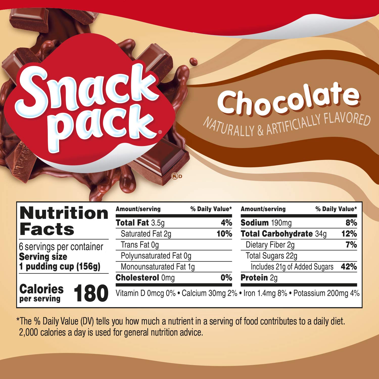 Snack Pack Chocolate Pudding Cups - 33 oz (6 Count) | Delicious & Convenient Snack for Kids Lunch Boxes, Office Treats & Desserts