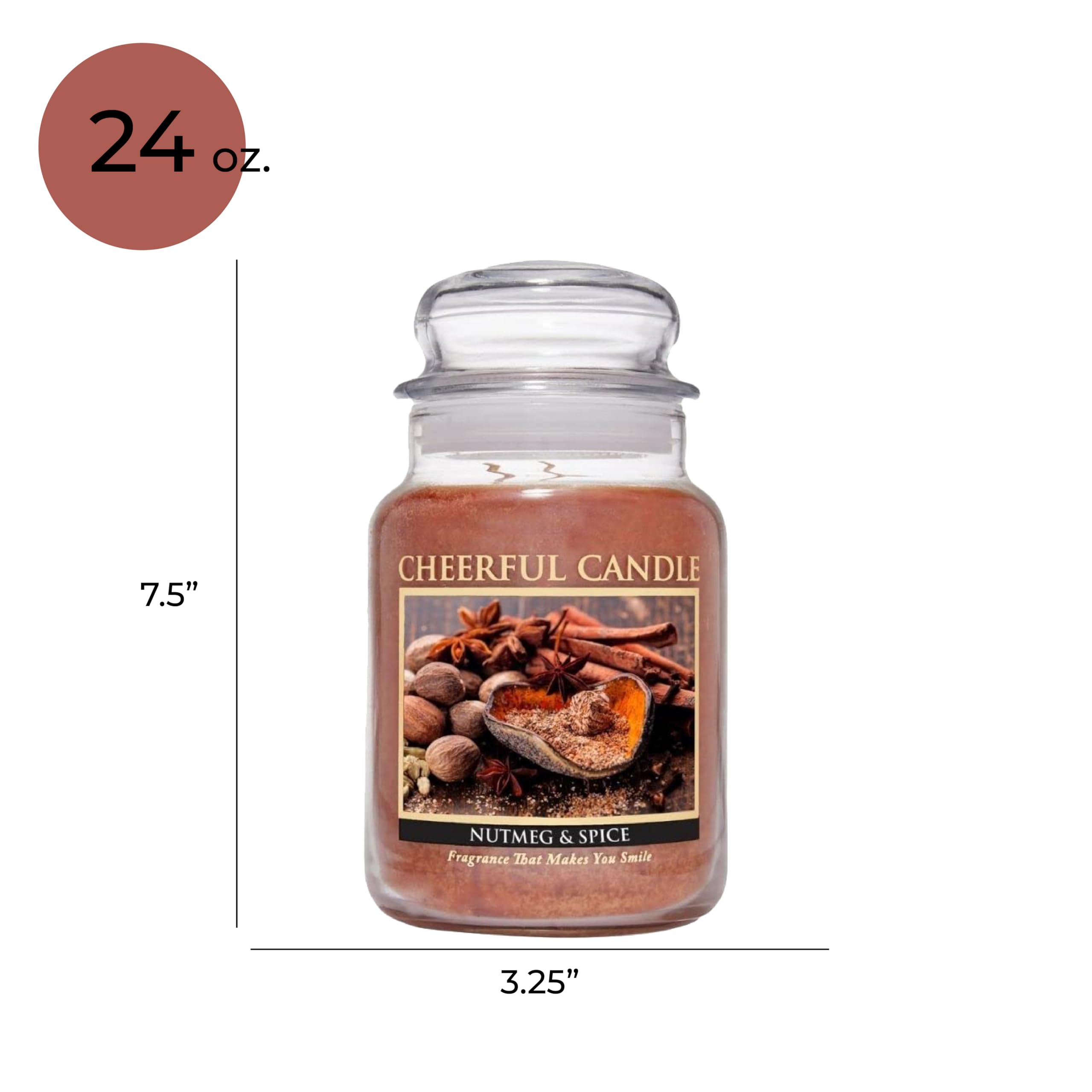 Nutmeg & Spice Scented Candle - 24oz Jar Candle with 135 Hours Burn Time, Aromatic Soy Wax Candle for Home, Gifts for Women - Perfect for Relaxation, Meditation & Creating Cozy Atmosphere
