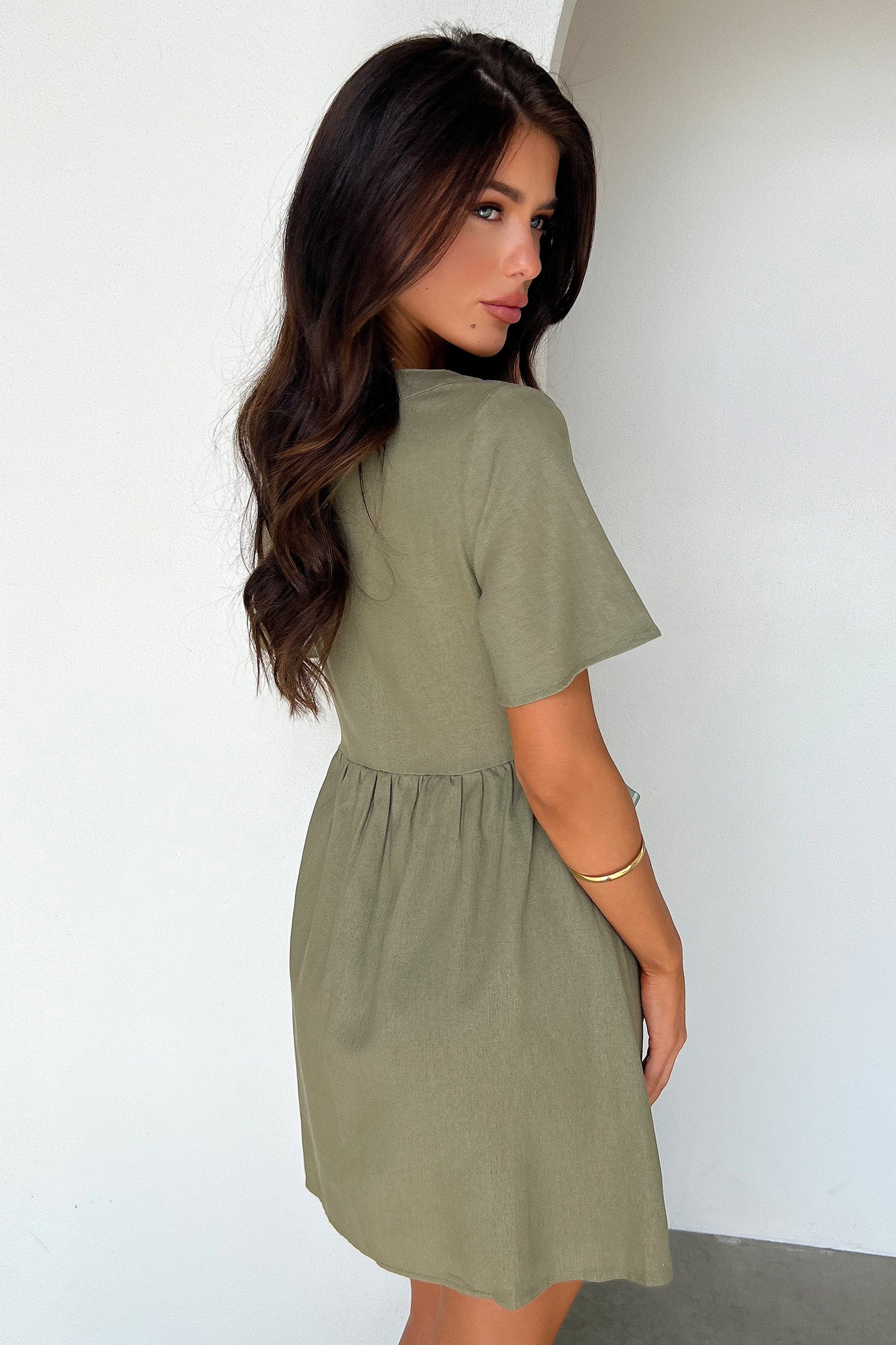 Breena Dress in Sage Green - Elegant Women's Midi Dress for Casual Wear, Date Nights & Special Occasions