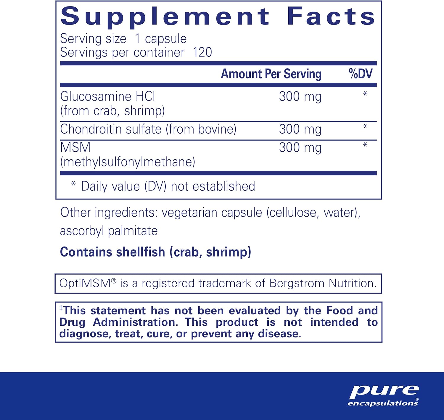 Pure Encapsulations Glucosamine Chondroitin with MSM Supplement - Joint Support for Active Lifestyles & Sports Recovery