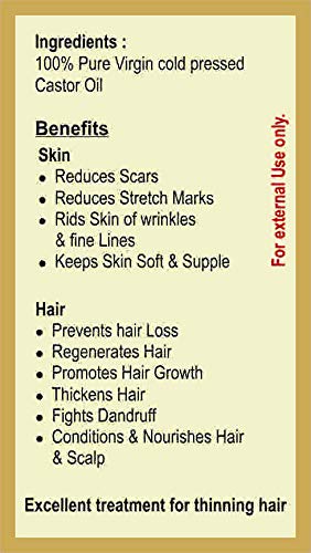 Matru Ayurveda Virgin Cold Pressed Castor Oil - 100% Pure & Natural Hair Growth & Skin Care - 200ml (6.76 Fl Oz) - Perfect for Eyelash Growth, Beard Care & Moisturizing Dry Skin