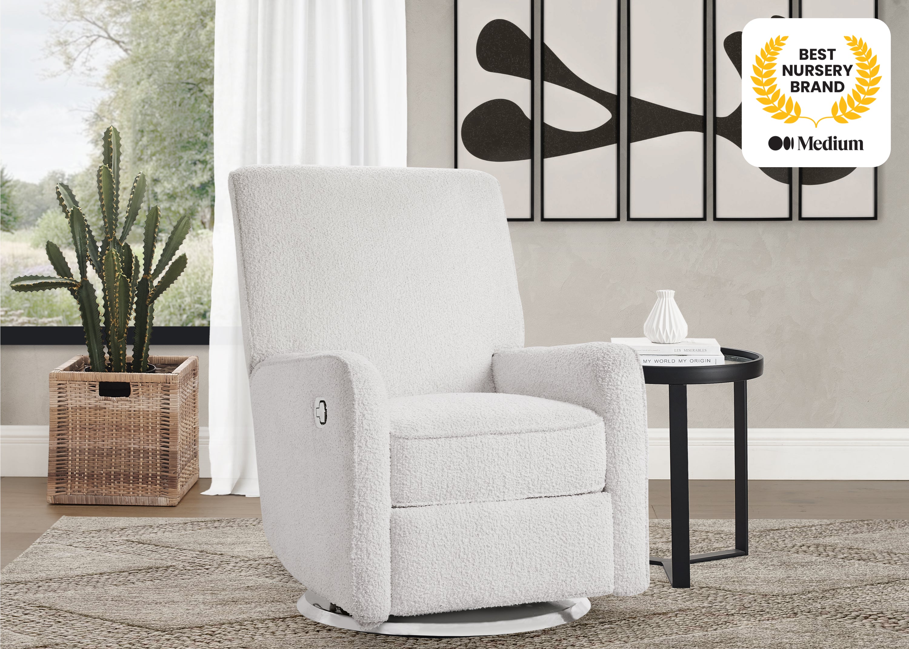 Nest Nursery Swivel Recliner Chair - 360° Rotating Glider Rocker with Lumbar Support for Nursing, Feeding & Relaxing - Perfect for Baby Nursery, Breastfeeding & Nursery Decor
