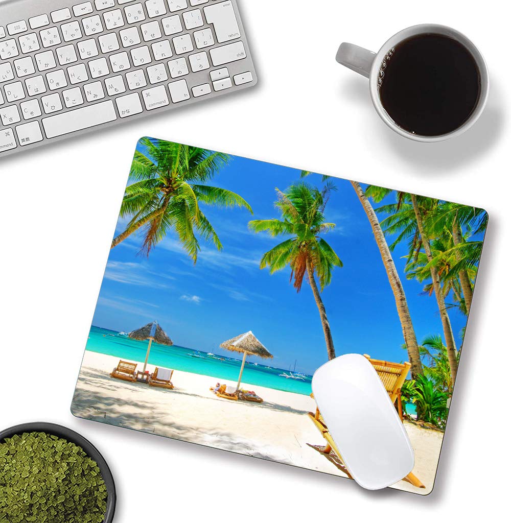 Waterproof Non-Slip Beach Mouse Pad with Coconut Tree Design - 9.5