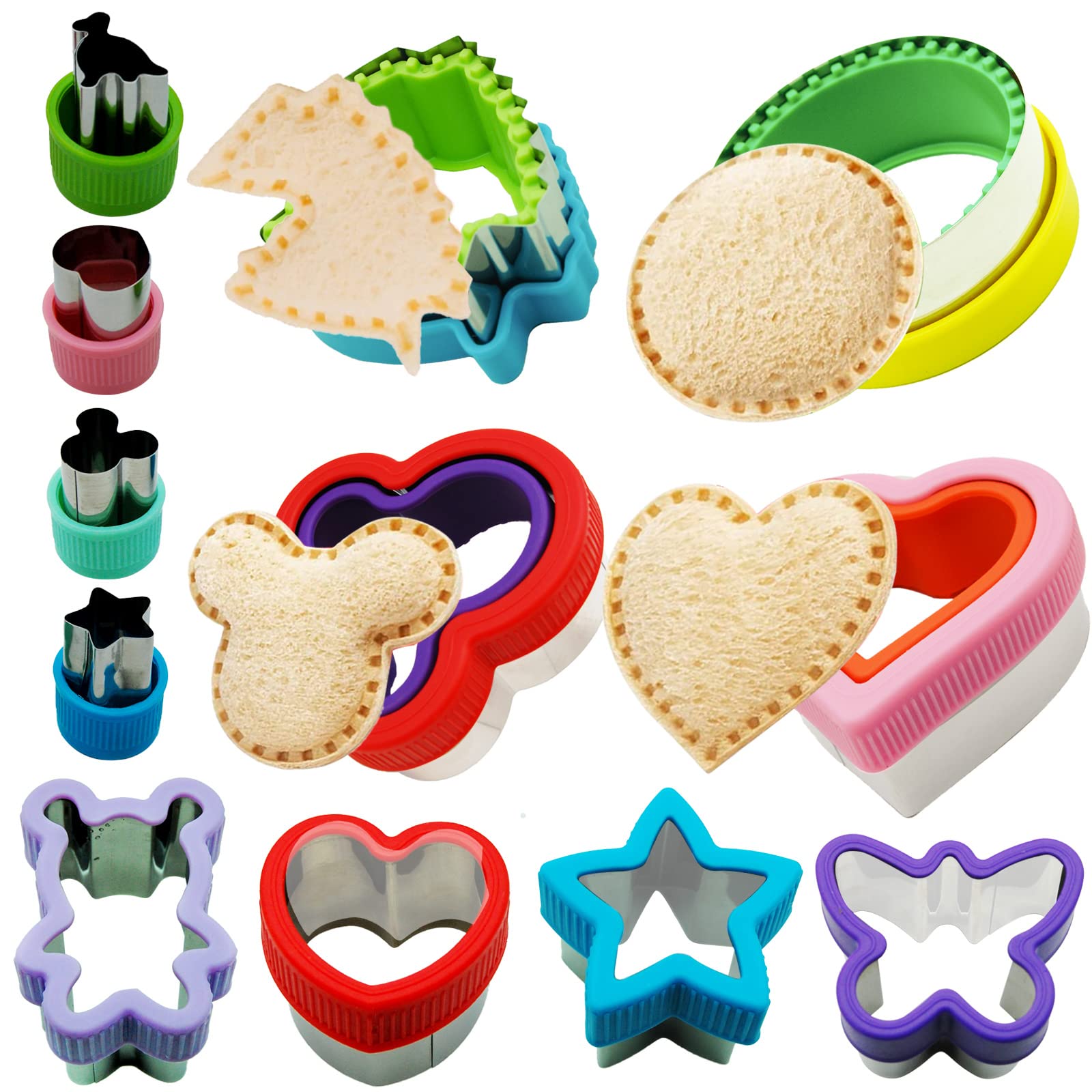 12-Piece Sandwich Cutter and Sealer Set - Uncrustables Style Sandwich Maker for Kids - Perfect for School Lunchboxes, Bento Boxes & Picnics - Fun & Easy Sandwich Shapes for Boys and Girls - Ideal for Home, School & Outdoor Activities