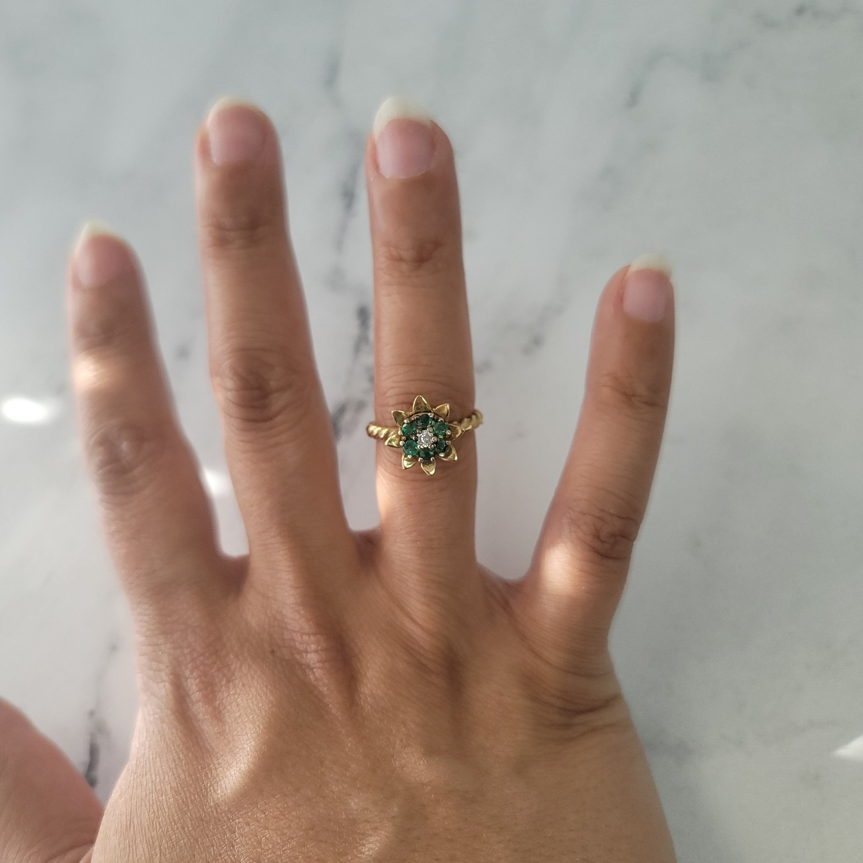 14k Yellow Gold Emerald Tulip Ring for Women - Elegant Floral Jewelry Gift for Mother's Day, Anniversary & Special Occasions