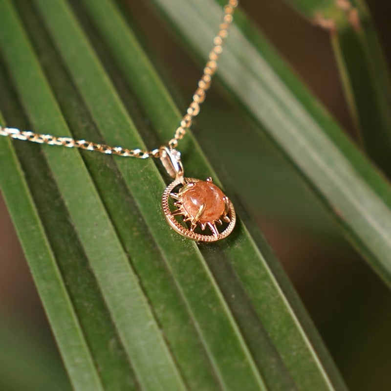 Natural Orange Sunstone Pendant Necklace - Healing Crystal Jewelry for Women | Spiritual Energy, Chakra Balancing & Positive Vibes | Perfect for Meditation, Yoga, and Everyday Wear