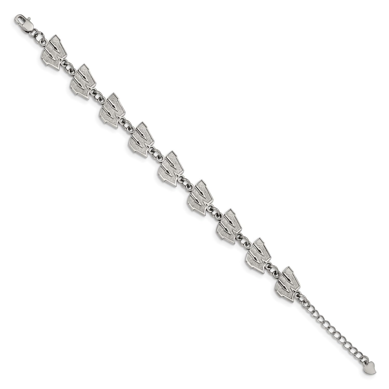 University of Wisconsin Badgers Stainless Steel School Letter Link Bracelet - 11.6mm x 6.5 Inch - Perfect for Game Day, Alumni Events & School Spirit Gifts