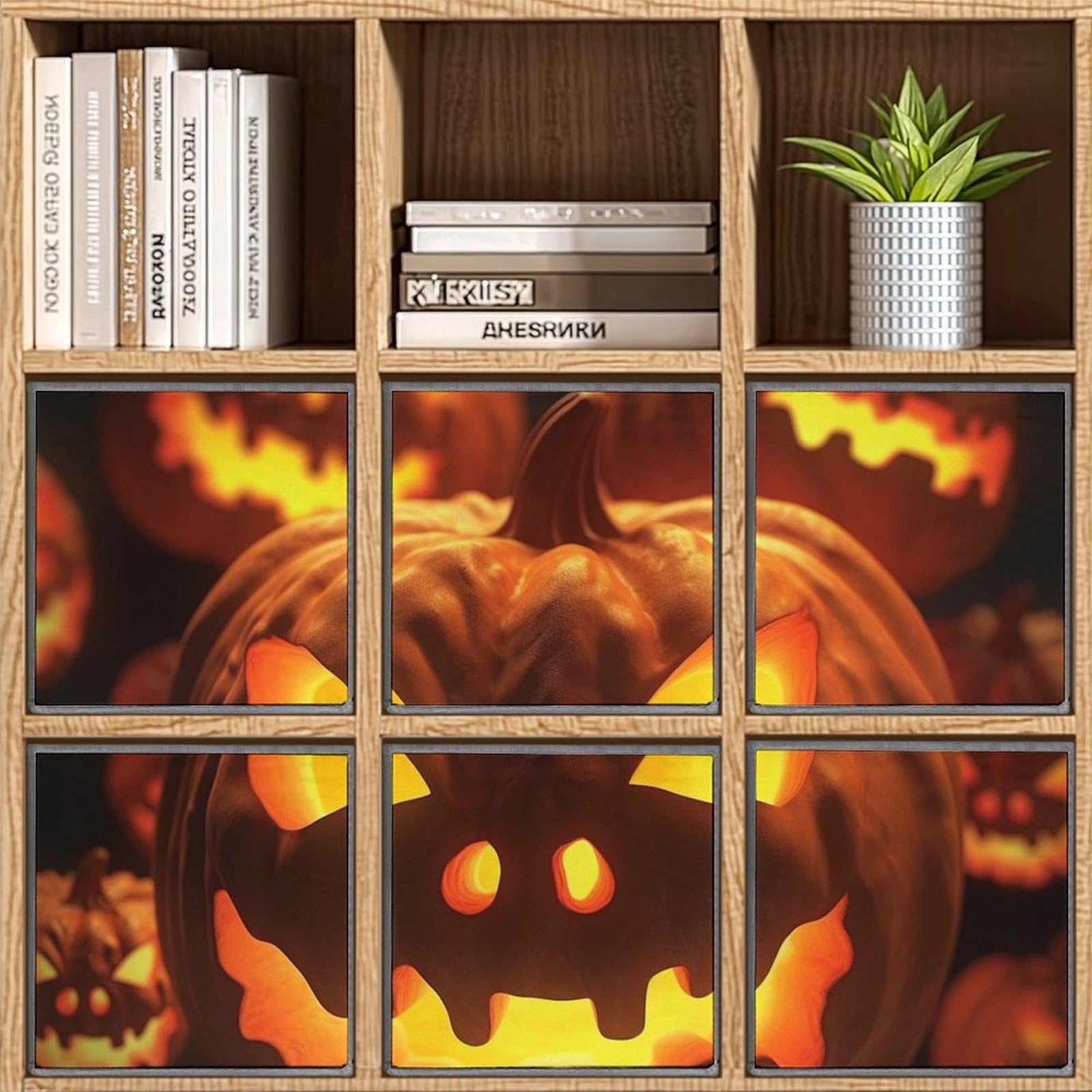6 Pack Scary Pumpkin Lantern Collapsible Storage Baskets with Handles - Large Foldable Storage Cubes for Closet Organization, Clothing Storage Boxes - Perfect for Halloween Decor & Home Organization