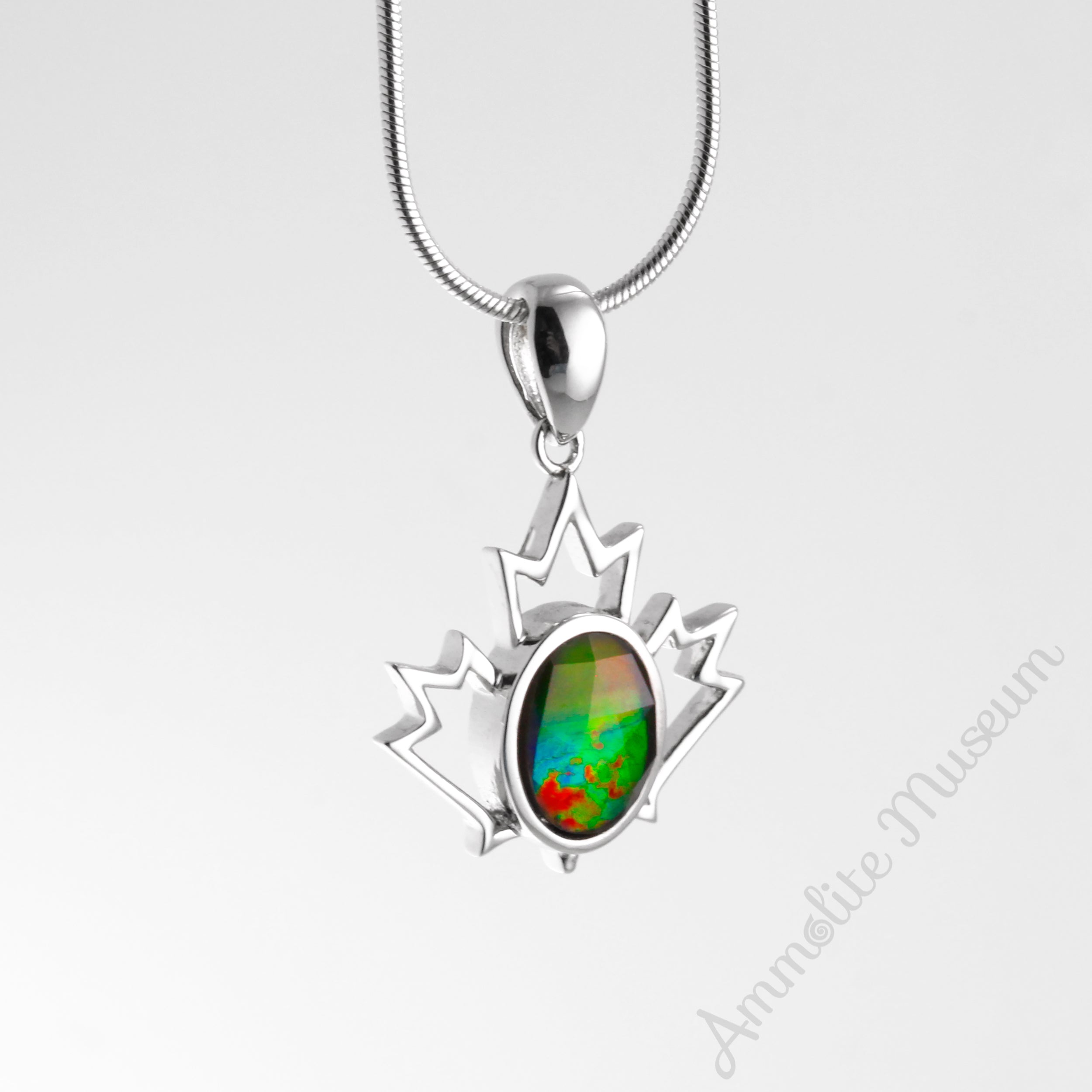 Authentic Canadian Ammolite Pendant in Sterling Silver – Elegant Jewelry for Women, Gift for Her, Birthday & Anniversary Present
