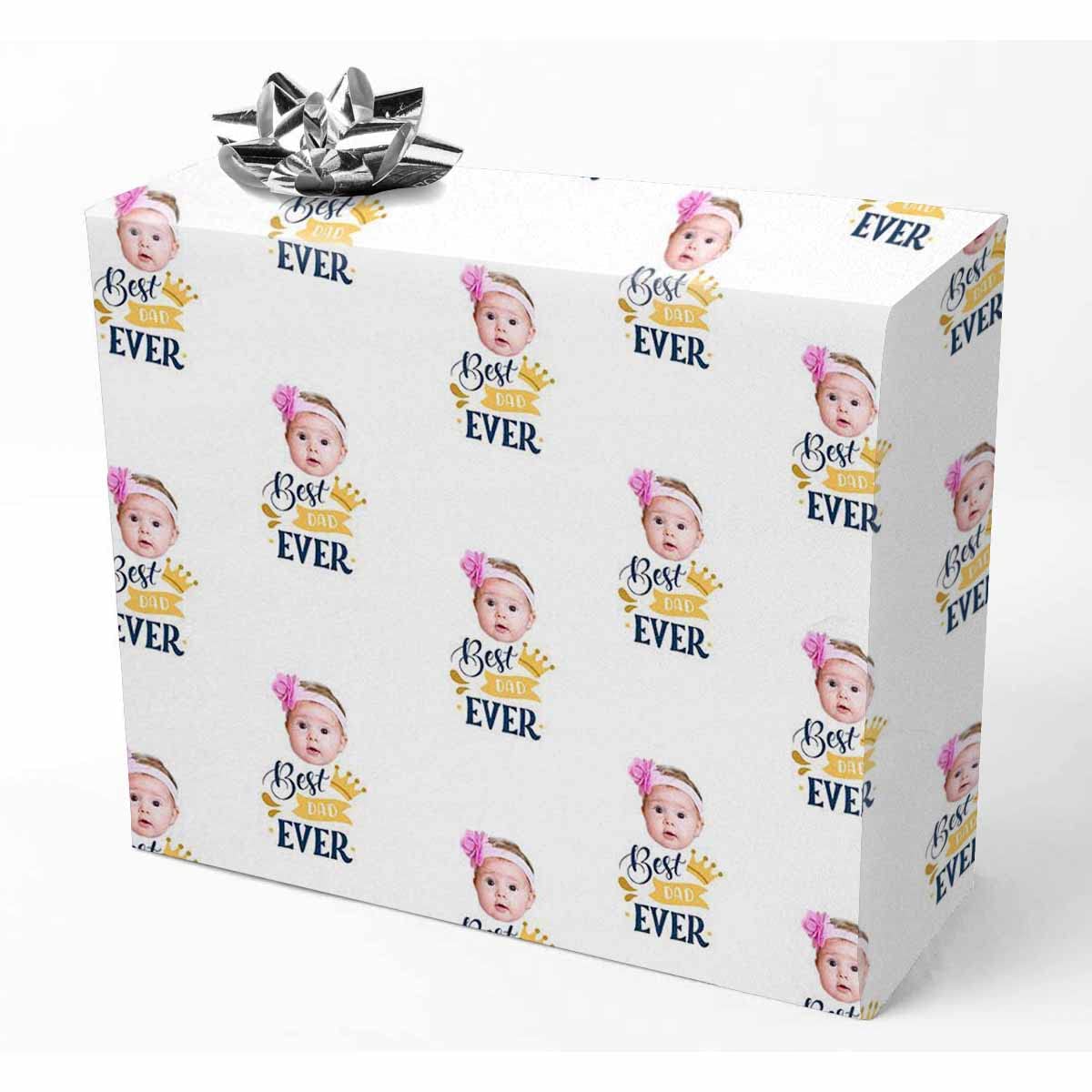 Custom Father's Day Wrapping Paper - Personalized Photo Gift Wrap for Dad with 'Best Dad Ever' Print - 2 Rolls - Perfect for Birthday, Anniversary & Holiday Presents