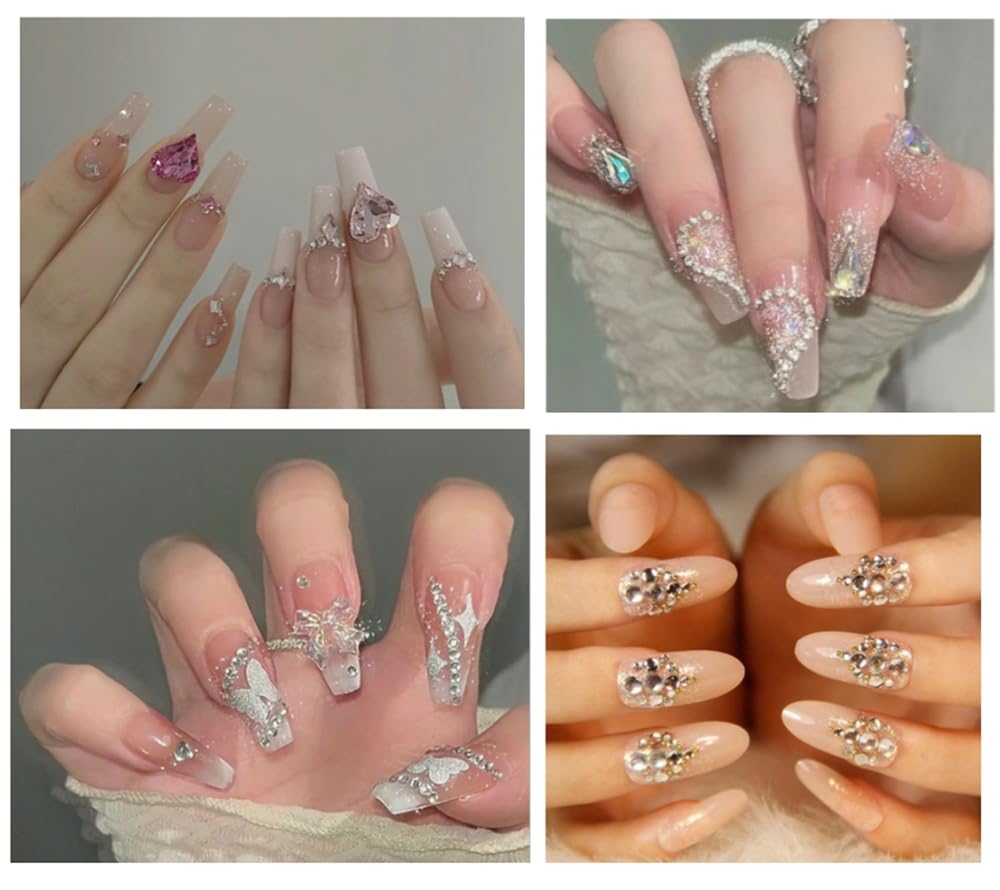 1440pcs Nail Art Rhinestones Kit - 6 Sizes Flatback AB Rhinestone Gems for Nail Decorations, DIY Crafts, Manicure & Pedicure | Includes Tweezers for Easy Application | Perfect for Home Salon, Party Nails, Bridal Makeup & Gift Ideas