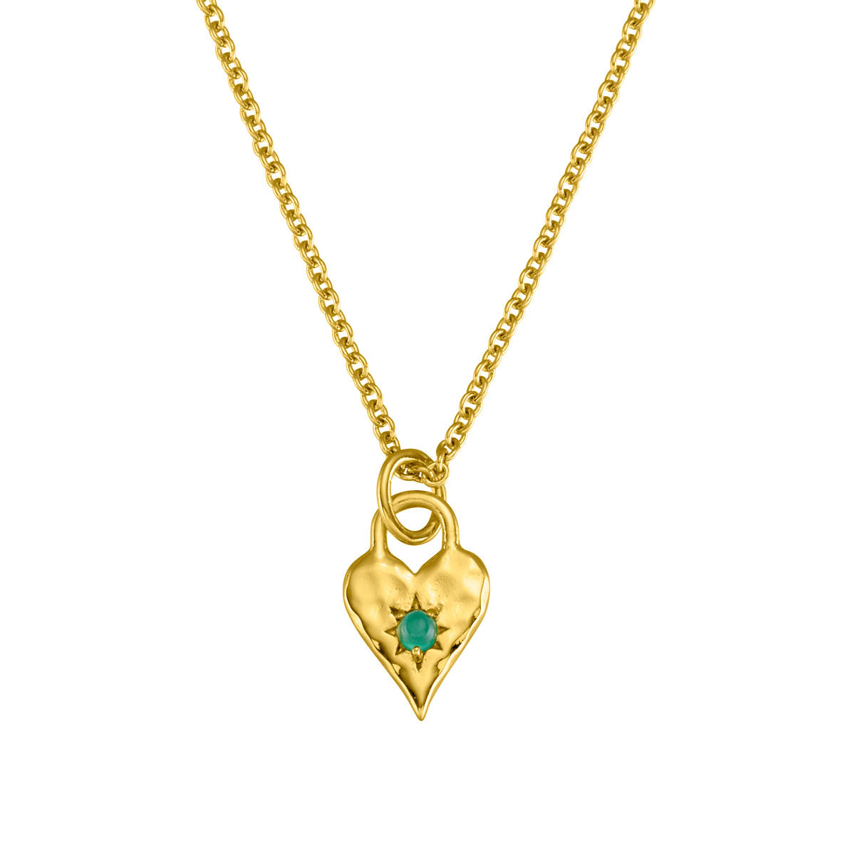18K Gold Love Heart Green Onyx Necklace for Women - Elegant Jewelry Gift for Valentine's Day, Anniversary & Special Occasions
