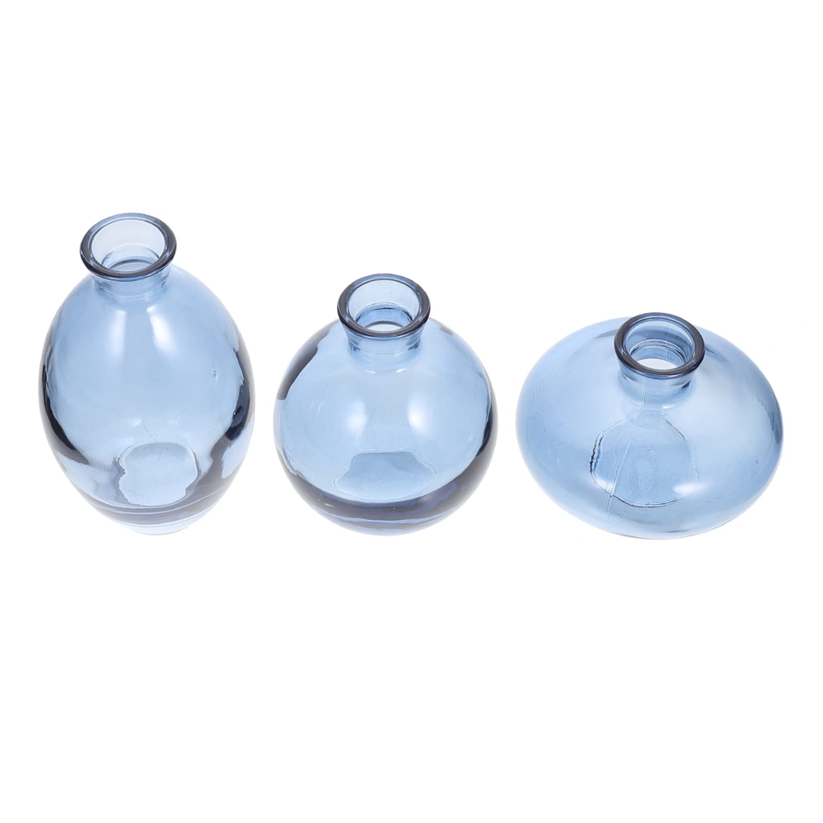 BESPORTBLE Vintage Glass Vase Set of 3 - Crystal Flower Vase for Floral Arrangements, Desktop Planting, Home & Office Decor - Perfect for Succulents, Terrariums, Living Room, Bedroom, Hotel & Garden Decorations