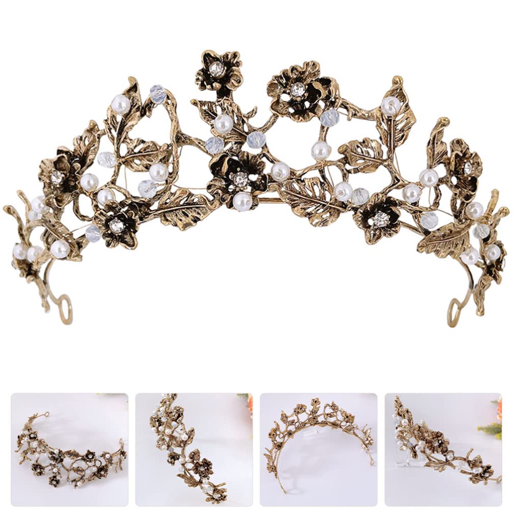 Beavorty Elegant Crown Headband - Wedding Bridal Headpiece with Imitation Pearls, Birthday Party Hair Accessories for Girls, Prom & Special Occasions