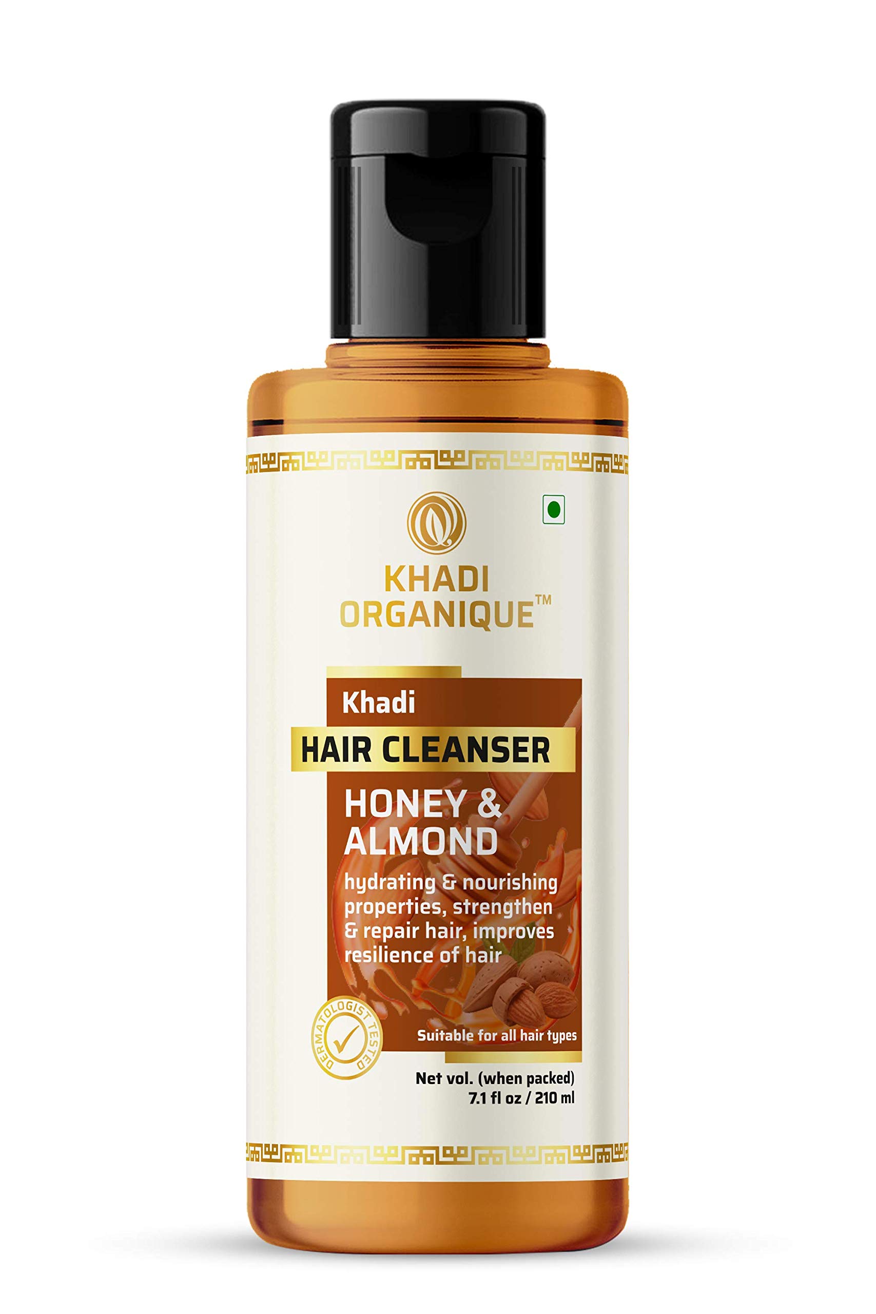 Khadi Organique Honey & Almond Hair Cleanser Shampoo - 300ml | Natural & Organic Hair Care for Dry & Damaged Hair | Sulfate-Free, Paraben-Free | Perfect for Daily Use & Scalp Nourishment