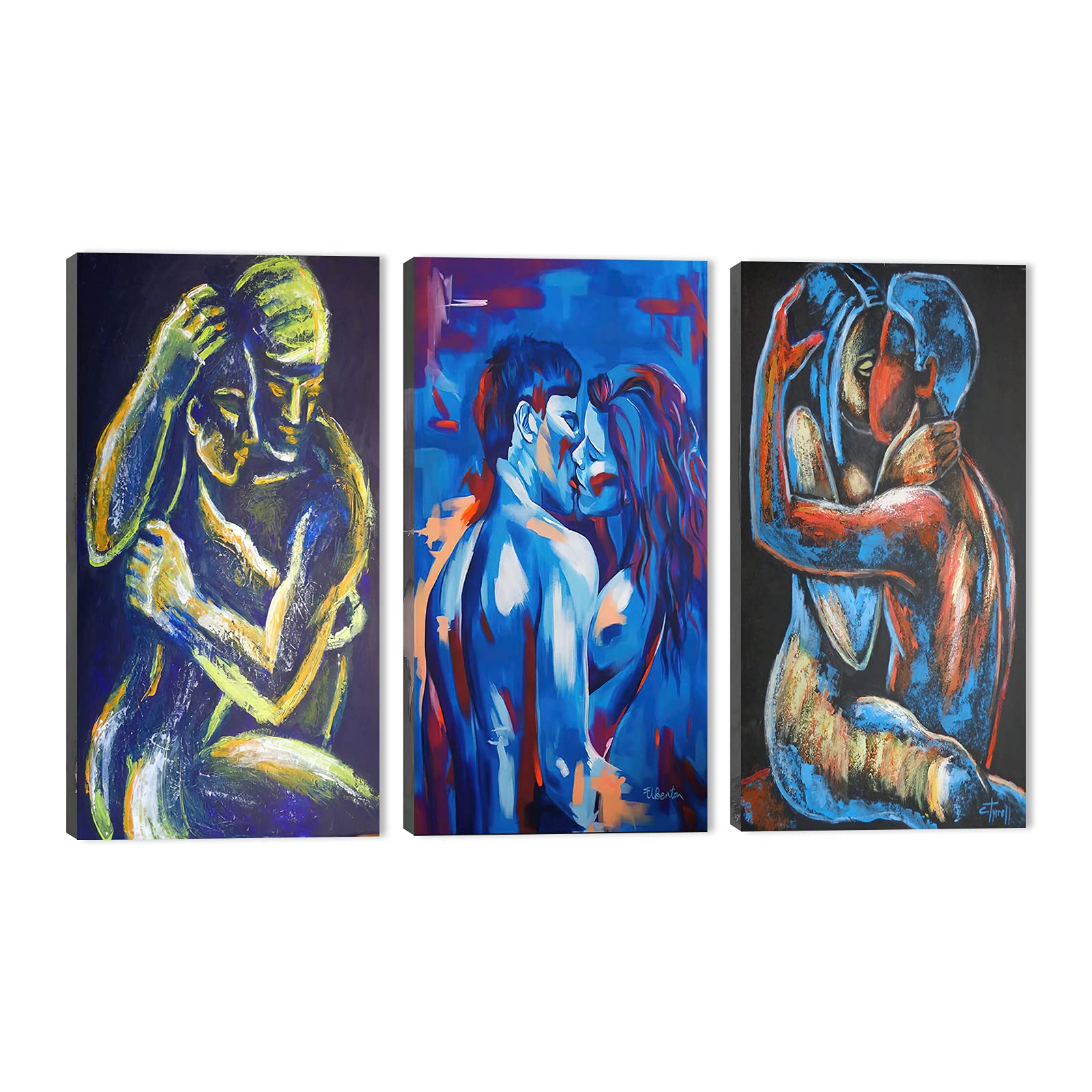 GUTTATY 3-Piece Abstract Couple Bathroom Wall Art Set - Framed Canvas Prints for Modern Home Decor (24x36 Inches, 3 Panels) - Perfect for Bathroom, Bedroom & Living Room Wall Decor