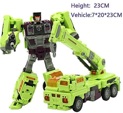 NBK Deformation Oversize 6-in-1 Robot Devastator Engineering Combiner Action Figure - Transformable Car Truck Model Toy for Kids & Boys (Green) | STEM Educational Gift, Birthday Present & Collectible for Children