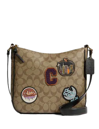 Coach Ellie File Bag in Signature Canvas with Disco Patches - Stylish Crossbody Bag for Women, Perfect for Work, Travel & Everyday Use