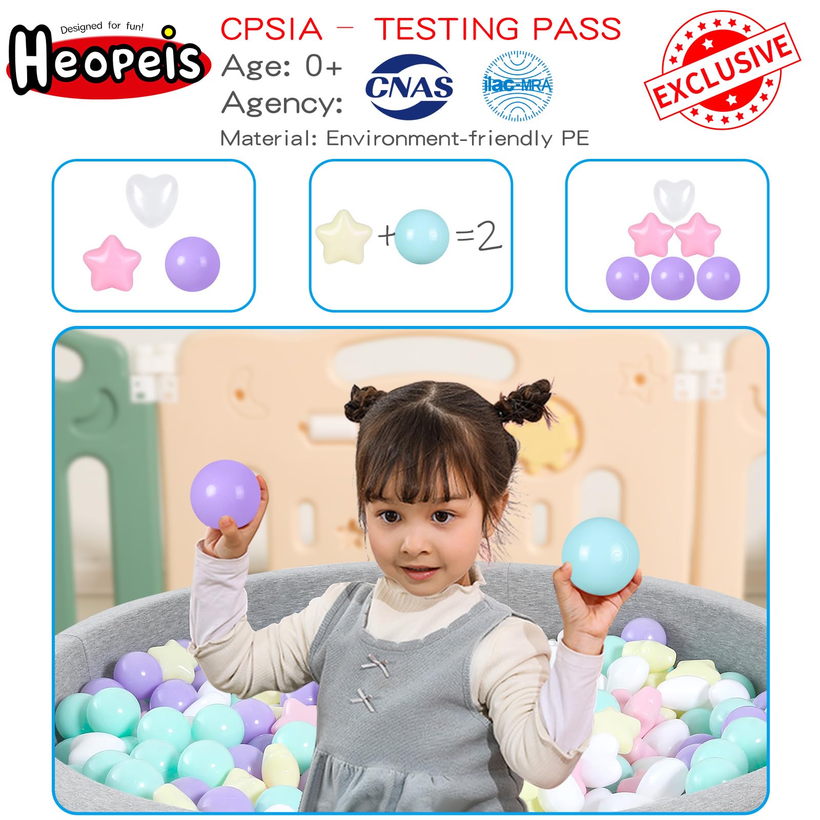 100/200/500/1000 Phthalate-Free & BPA-Free Plastic Ball Pit Balls for Toddlers - Crush-Proof Kids Play Balls with Storage Bag for Indoor/Outdoor Use - Perfect for Birthday Parties, Daycares & Sensory Play