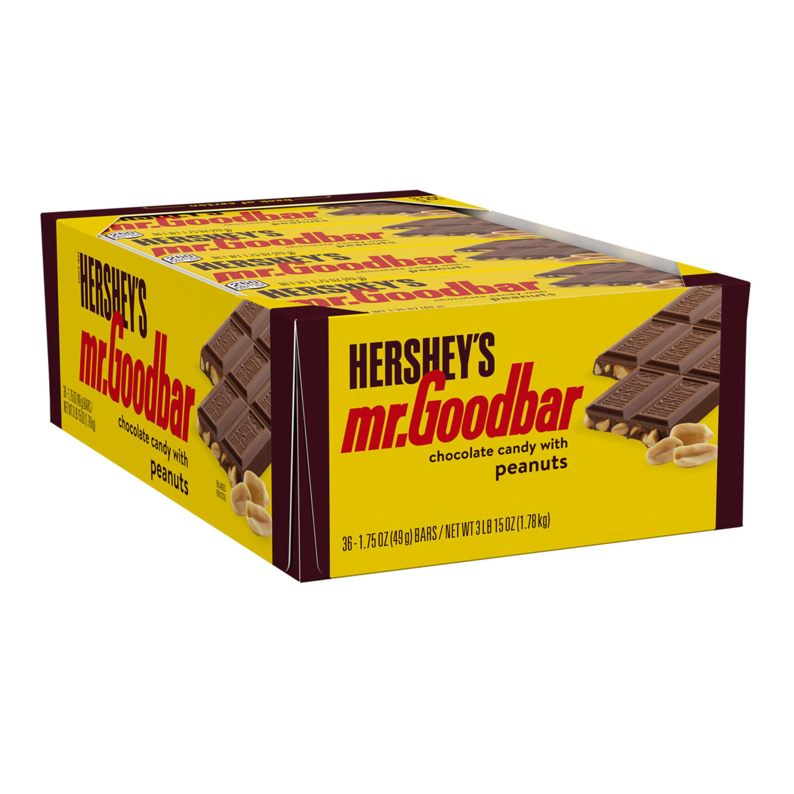 HERSHEY'S MR. GOODBAR Milk Chocolate with Peanuts Candy Bars - 1.75oz (36 Count) - Perfect for Halloween, Party Favors, Office Snacks & Gift Baskets