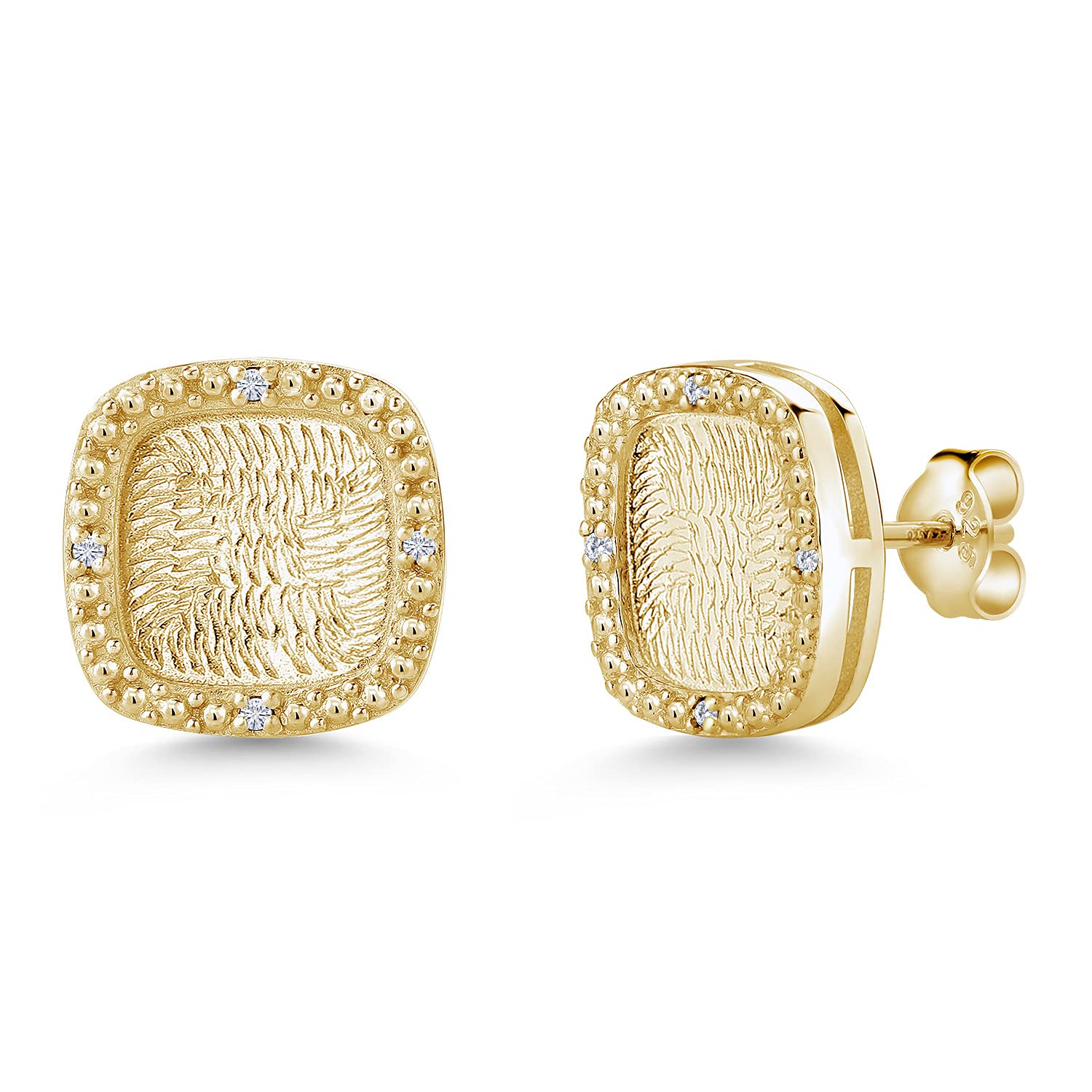 18K Gold Plated Sterling Silver Stud Earrings Set with 0.18cttw Round Moissanite - Classic & Timeless Jewelry Gift for Women | Perfect for Everyday Wear, Anniversary & Special Occasions