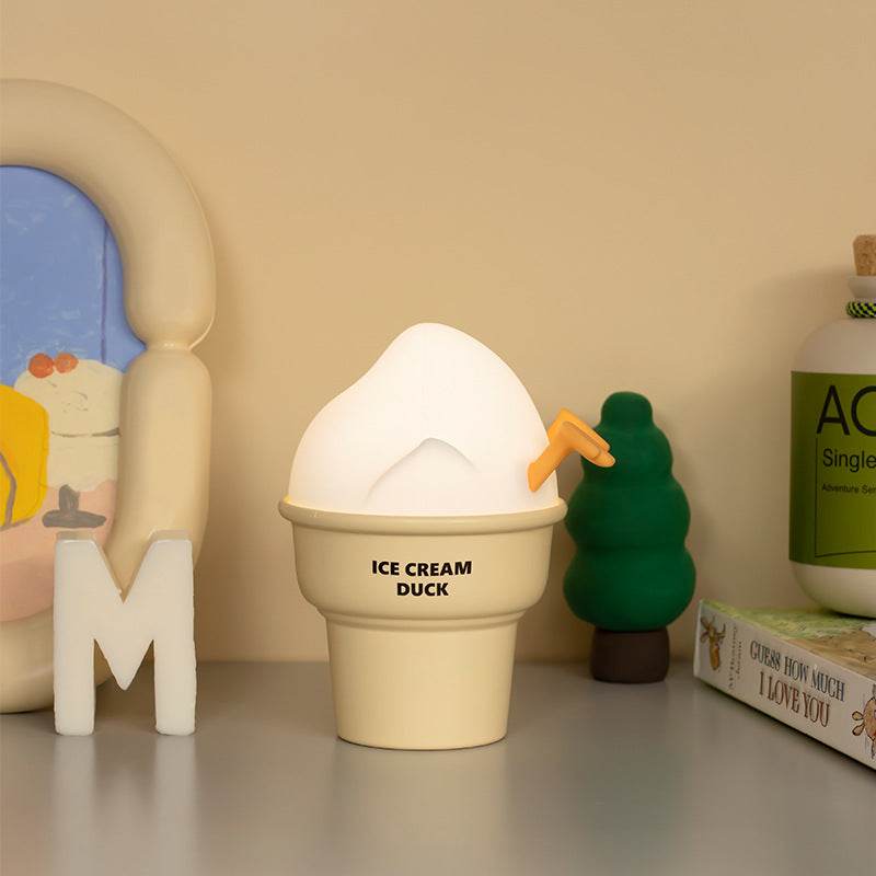 LED Ice Cream Duck Night Light - Cute & Soft Glow for Kids' Bedroom, Nursery, or Party Decor