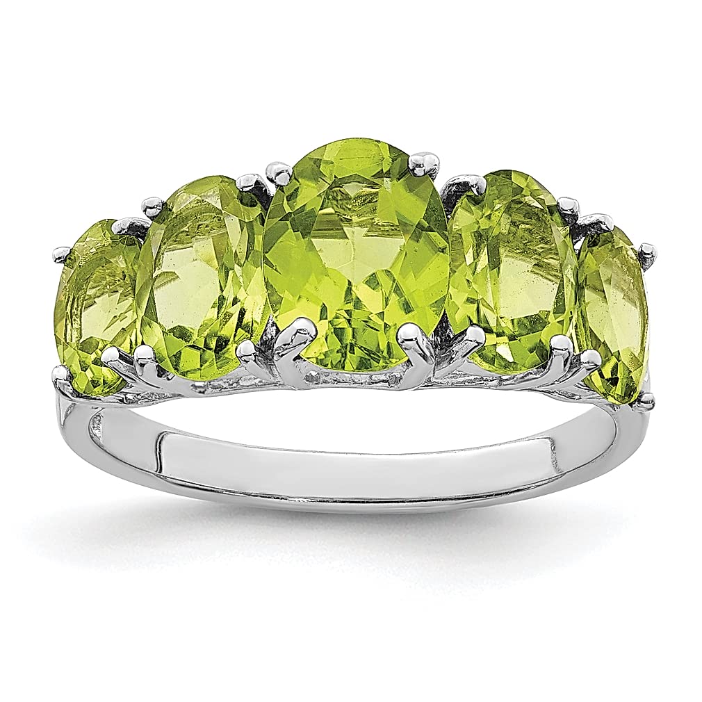 925 Sterling Silver Green Peridot Band Ring - Dainty Gemstone Jewelry for Women | Perfect Gift for Her, Birthday, Anniversary & Everyday Elegance