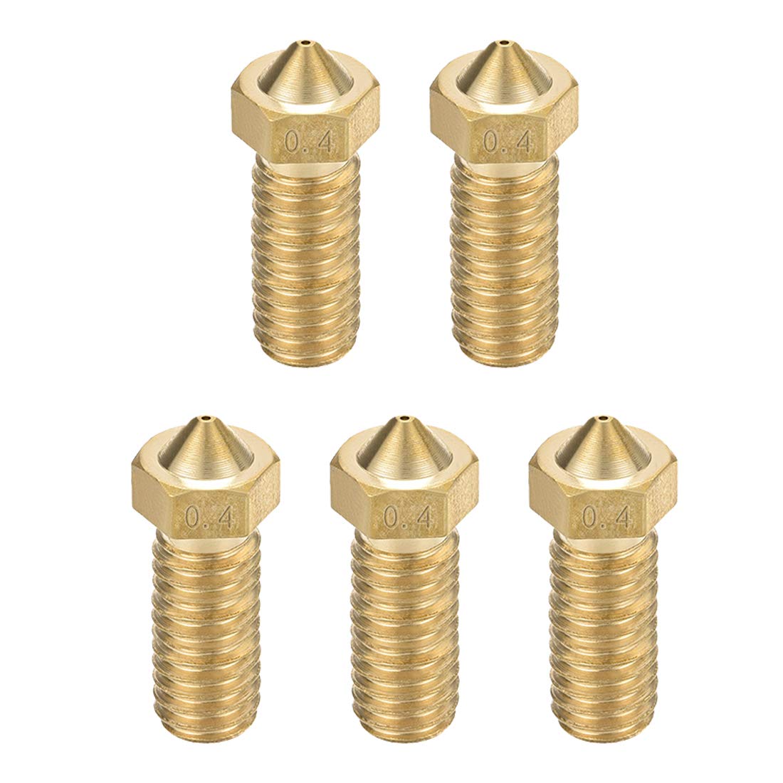 uxcell 5pcs 3D Printer Nozzle Kit - M6 Brass V5/V6 Nozzles (0.4mm,0.6mm,0.8mm,1mm,1.2mm) Compatible with 1.75mm Filament 3D Printers - Perfect for DIY Printing, Prototyping & Maker Projects