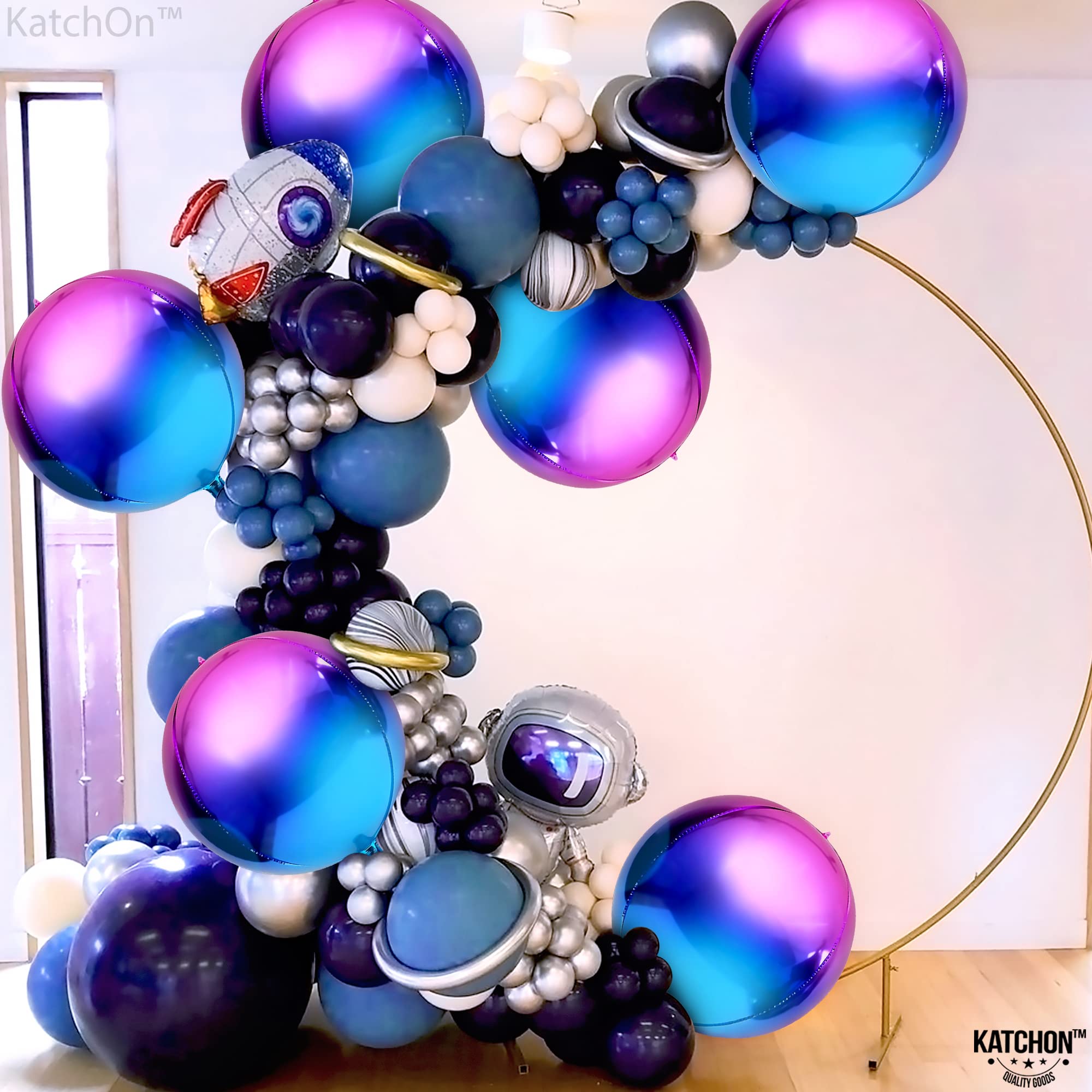 Katchon 22 Inch Purple Galaxy Balloons - Pack of 12 | Metallic & Iridescent Party Balloons for Galaxy Themed Decor | Perfect for Birthday Parties, Baby Showers & Space-Themed Events