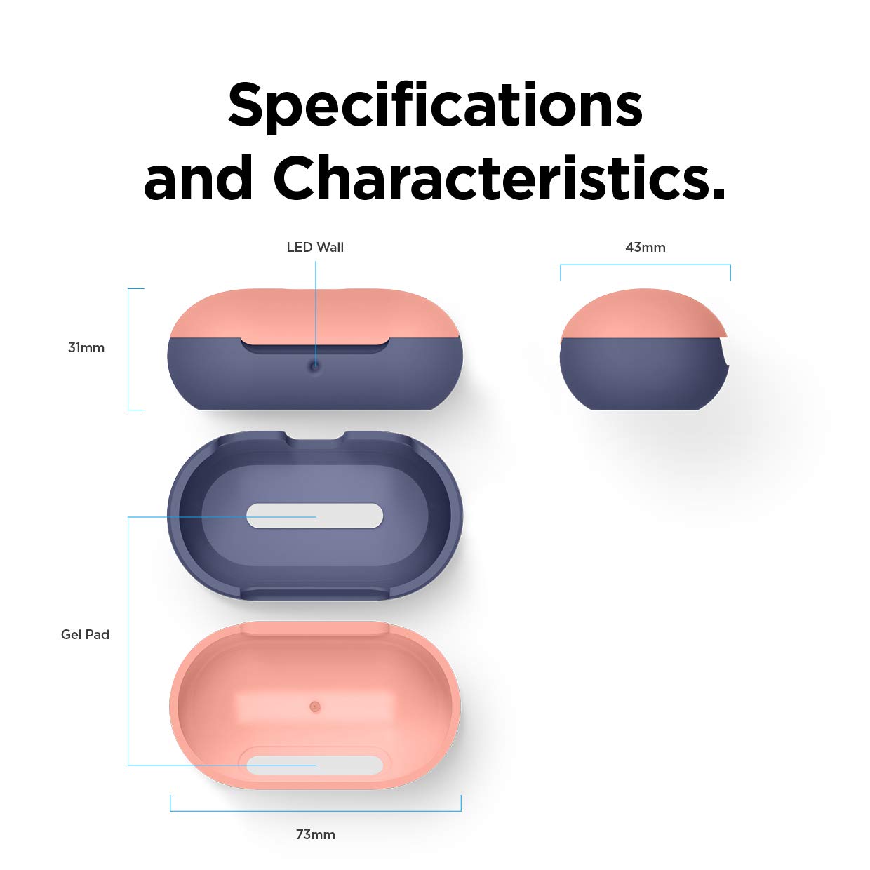 Premium Silicone Case for Samsung Galaxy Buds Plus (2020) & Galaxy Buds (2019) - Soft Protective Cover with Peach Top & Jean Indigo Bottom - Perfect for Gym, Travel & Everyday Use