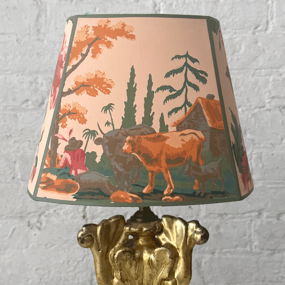 Antique French Style Custom Paper Lampshade - 8 Hours Battery Life, Vintage Home Decor for Living Room, Bedroom & Office Lighting