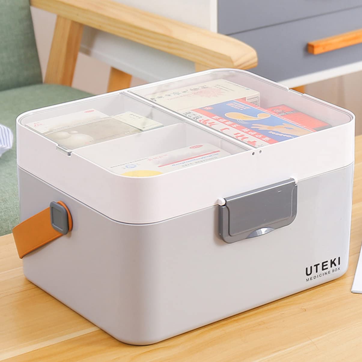 DOITOOL Double Layer Makeup Storage Box - Portable Travel Cosmetic Organizer for Family, Tablet & Beauty Tools - Perfect for Home, Travel & Outdoor Use