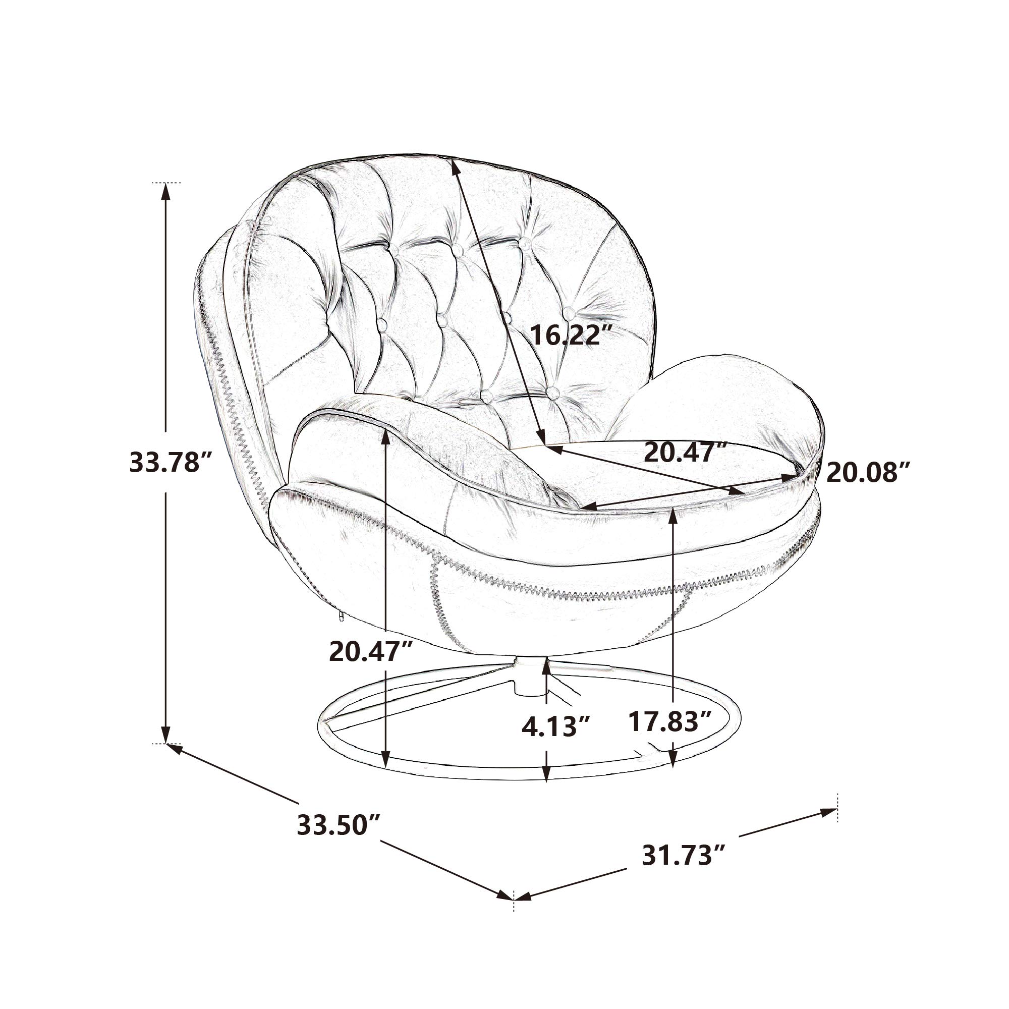360° Swivel Accent Chair with Ottoman Set - Blue Modern Lounge Chair for Bedroom, Living Room & Office - 33.5