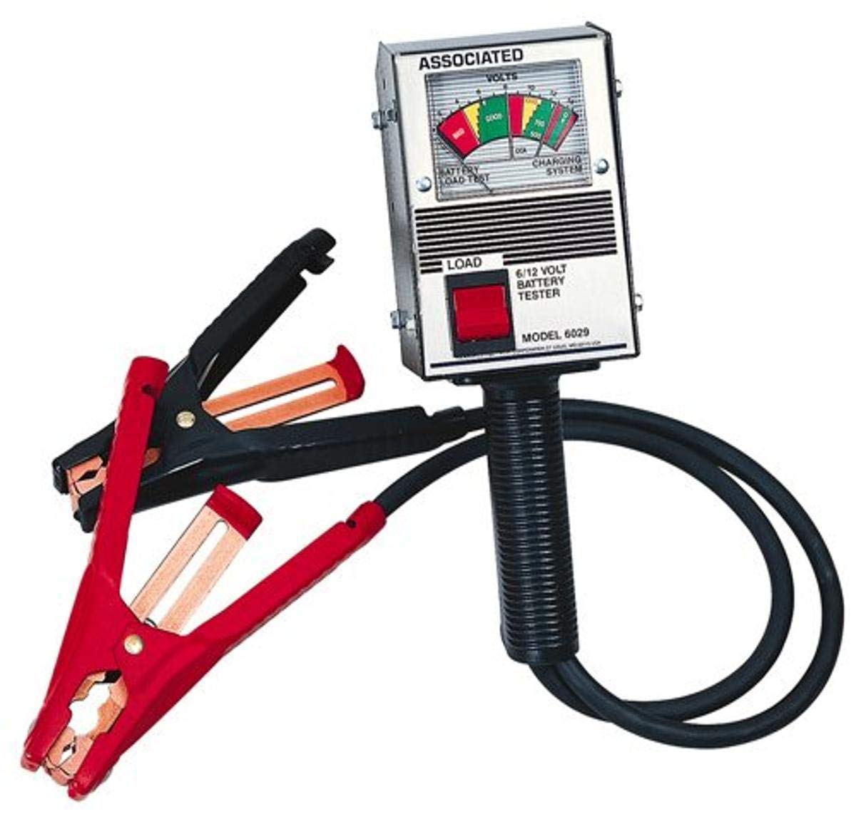 Associated Equipment 6029 6/12V 125 Amp Handheld Analog Battery Tester - Automotive & Marine Battery Voltage Tester for Cars, Trucks, Boats, RVs - Easy-to-Use Battery Load Tester with Clear Analog Display (Black)
