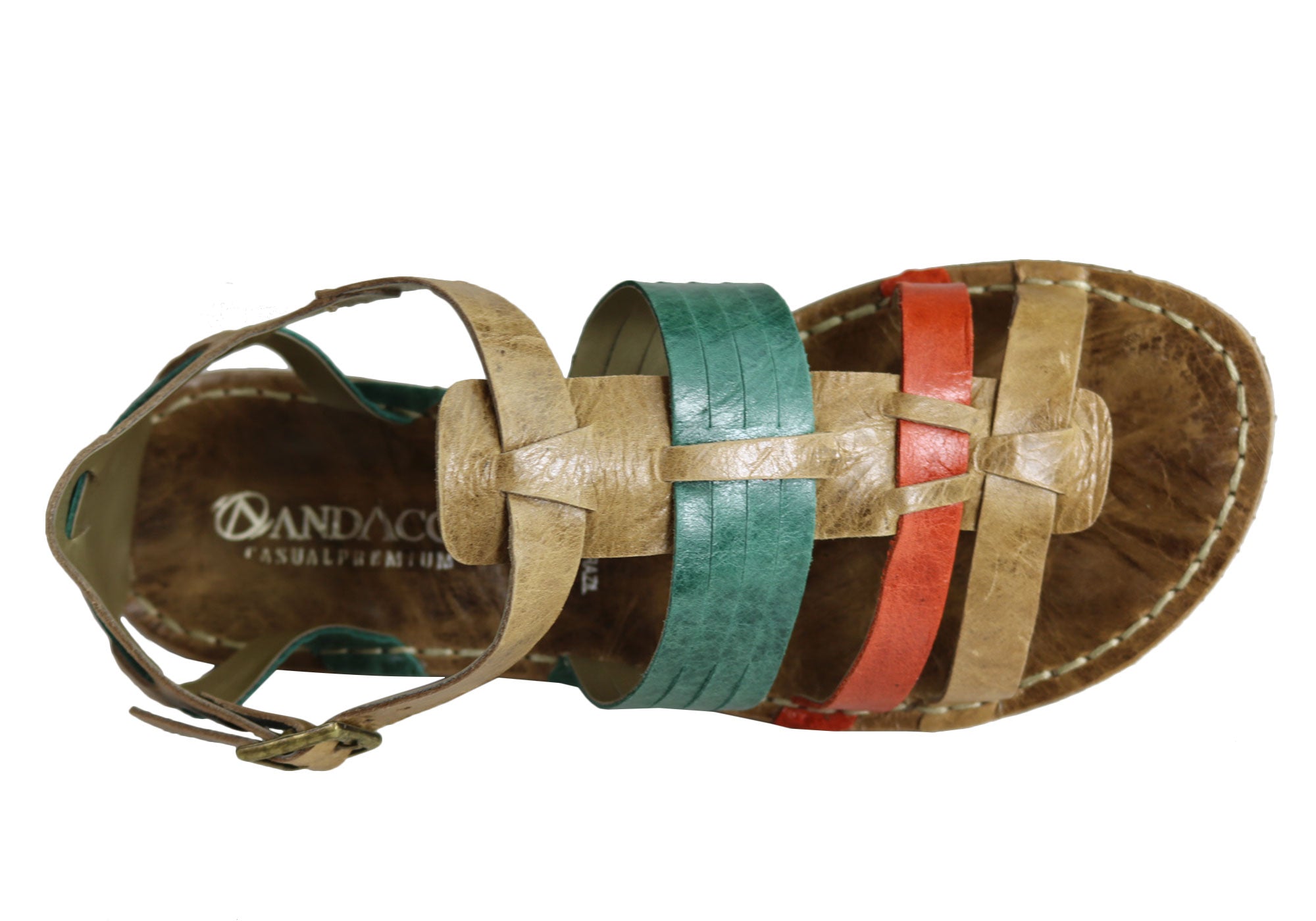 Andacco Augustine Women's Comfort Flat Leather Sandals - Handmade in Brazil - Perfect for Summer, Beach & Casual Outings
