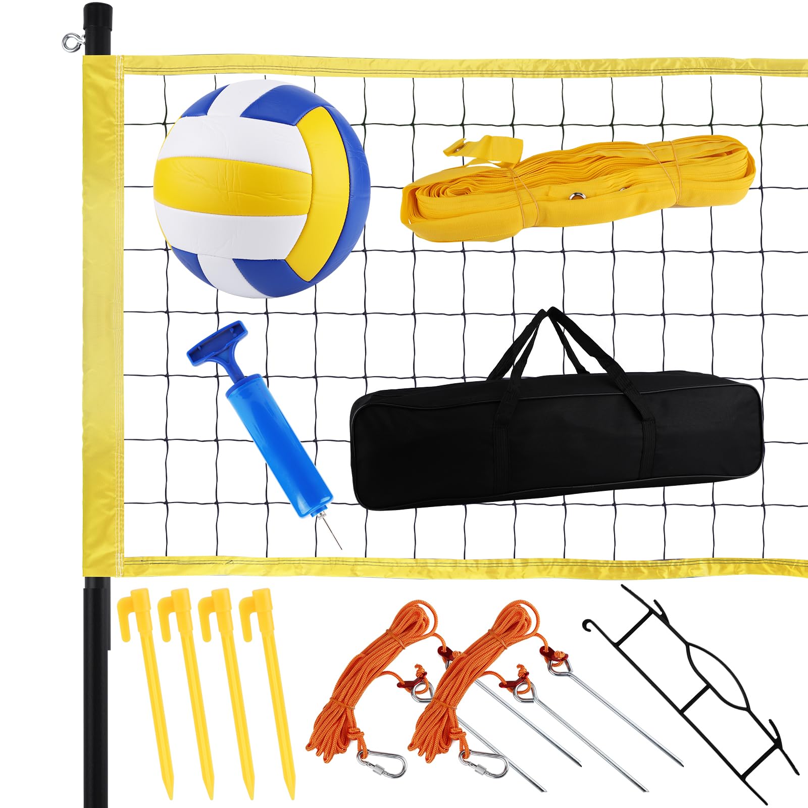 Professional Portable Outdoor Volleyball Net Set - Heavy Duty Volleyball Net with Replacement Parts for Indoor, Outdoor, Garden, Backyard, Pool, Beach & Campus - Perfect for Sports, Training, Family Fun & Summer Activities