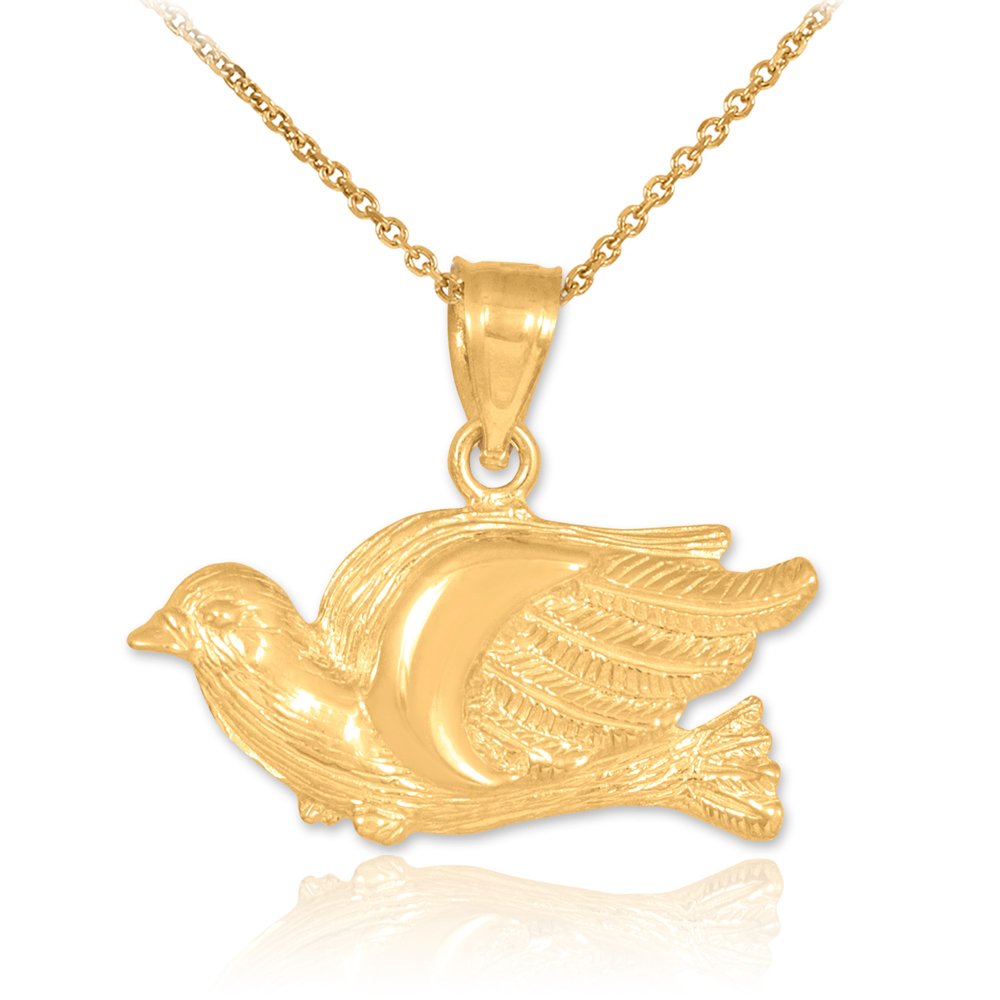 10K Gold Flying Dove Pendant Necklace for Women - Elegant Religious Jewelry Gift for Christmas, Baptism & Weddings - Dainty Bird Charm Necklace for Everyday Wear & Special Occasions