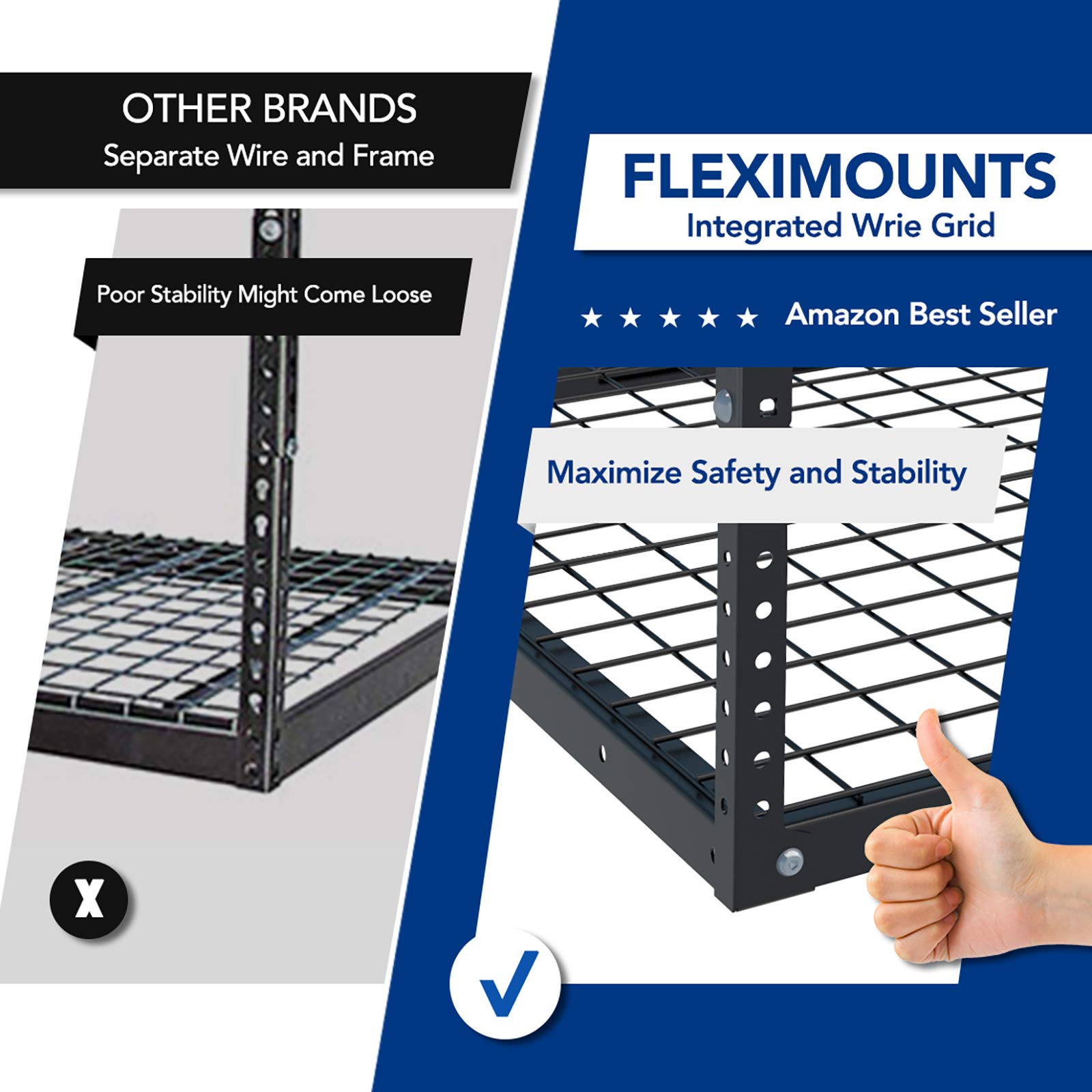 FLEXIMOUNTS 2x8 Garage Storage Rack - Heavy Duty Adjustable Overhead Ceiling Shelf System, 400lbs Capacity, Black Metal Organizer for Home, Garage, Basement & Workshop Storage Solutions