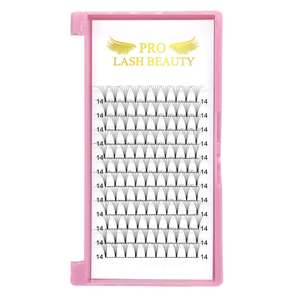 5D Volume Eyelash Extensions - C Curl 0.10mm 14mm Short Stem Premade Fans - 3D/5D/7D Lashes 9-20mm for Dramatic Eye Look - Perfect for Weddings, Parties & Professional Lash Artists