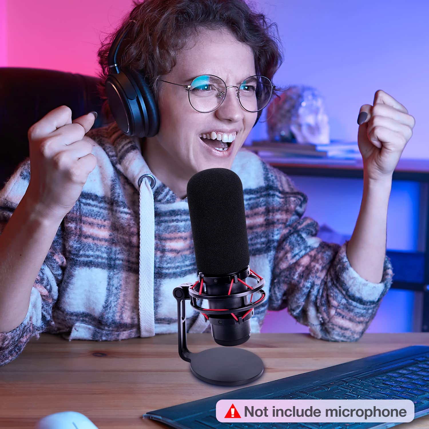 HyperX QuadCast S Microphone Pop Filter - SUNMON Foam Windscreen for Noise Reduction & Improved Sound Quality | Compatible with HyperX QuadCast | Perfect for Streaming, Podcasting & Gaming