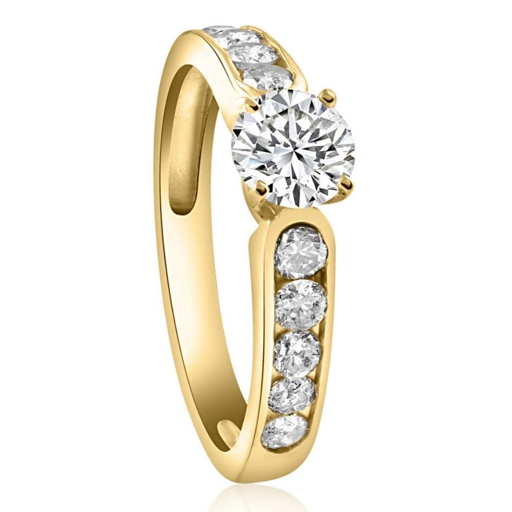 1 Carat Diamond Engagement Ring with Channel Set Accents in 10K Yellow Gold - Perfect for Proposals, Anniversaries & Special Occasions