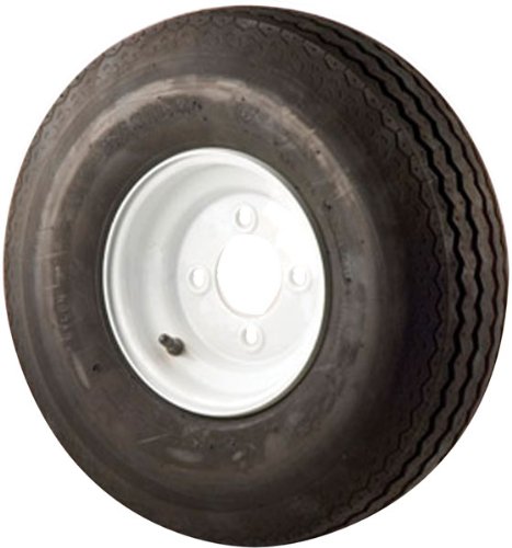 4.80 X 8'' 4 Lug Tow Master Trailer Tire with White Wheel - Heavy Duty Trailer Tires for Boat, Utility & Cargo Trailers - Perfect for Camping, Hauling & Outdoor Adventures