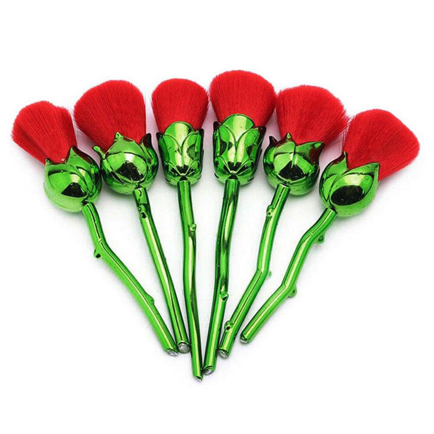 6-Piece Rose Flower Shaped Professional Makeup Brush Set for Eyeshadow, Blush & Foundation - Perfect for Makeup Artists & Beauty Enthusiasts