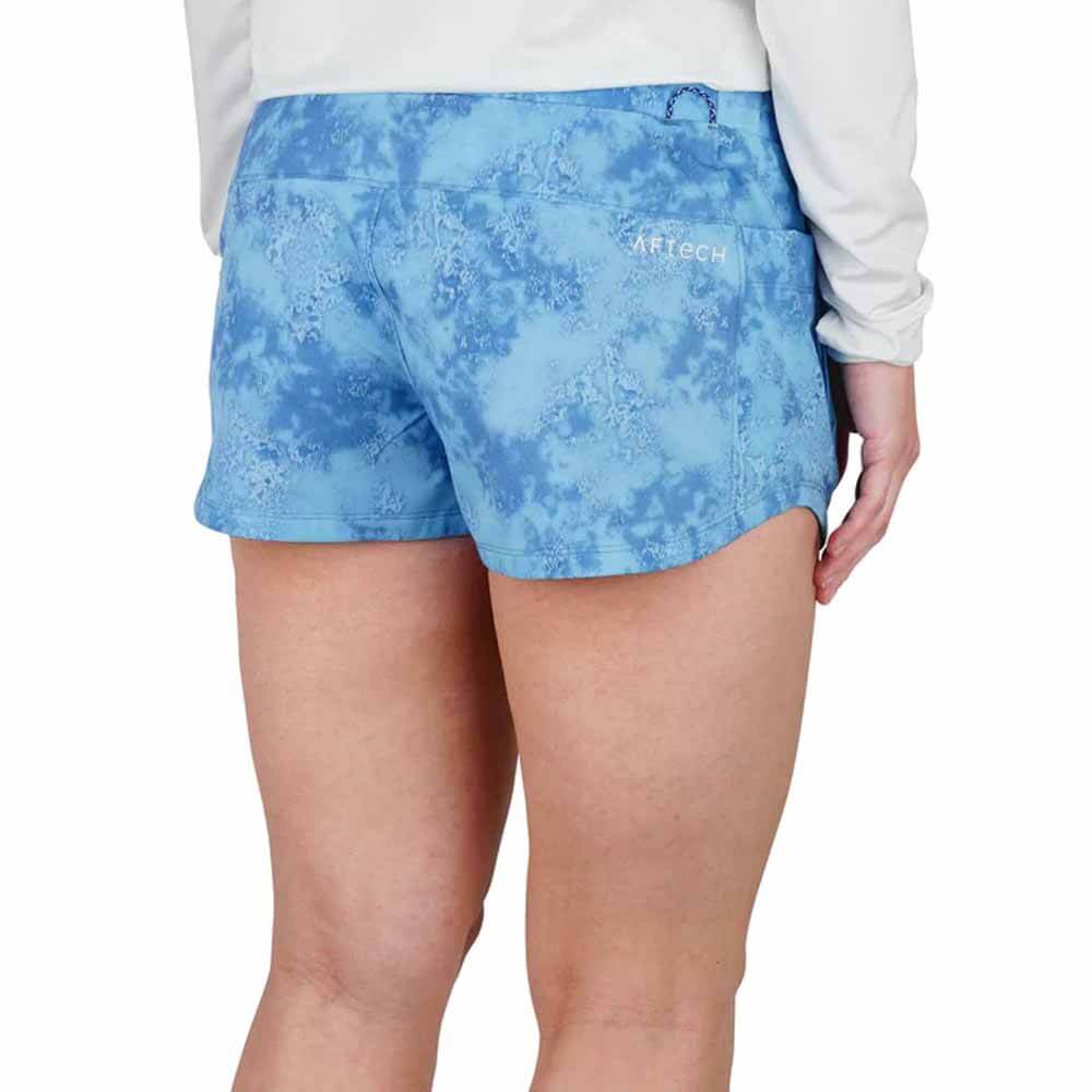 AFTCO Airy Blue Acid Camo Impact Tactical Women's Shorts - Lightweight Quick-Dry Outdoor Hiking & Fishing Shorts for Active Women