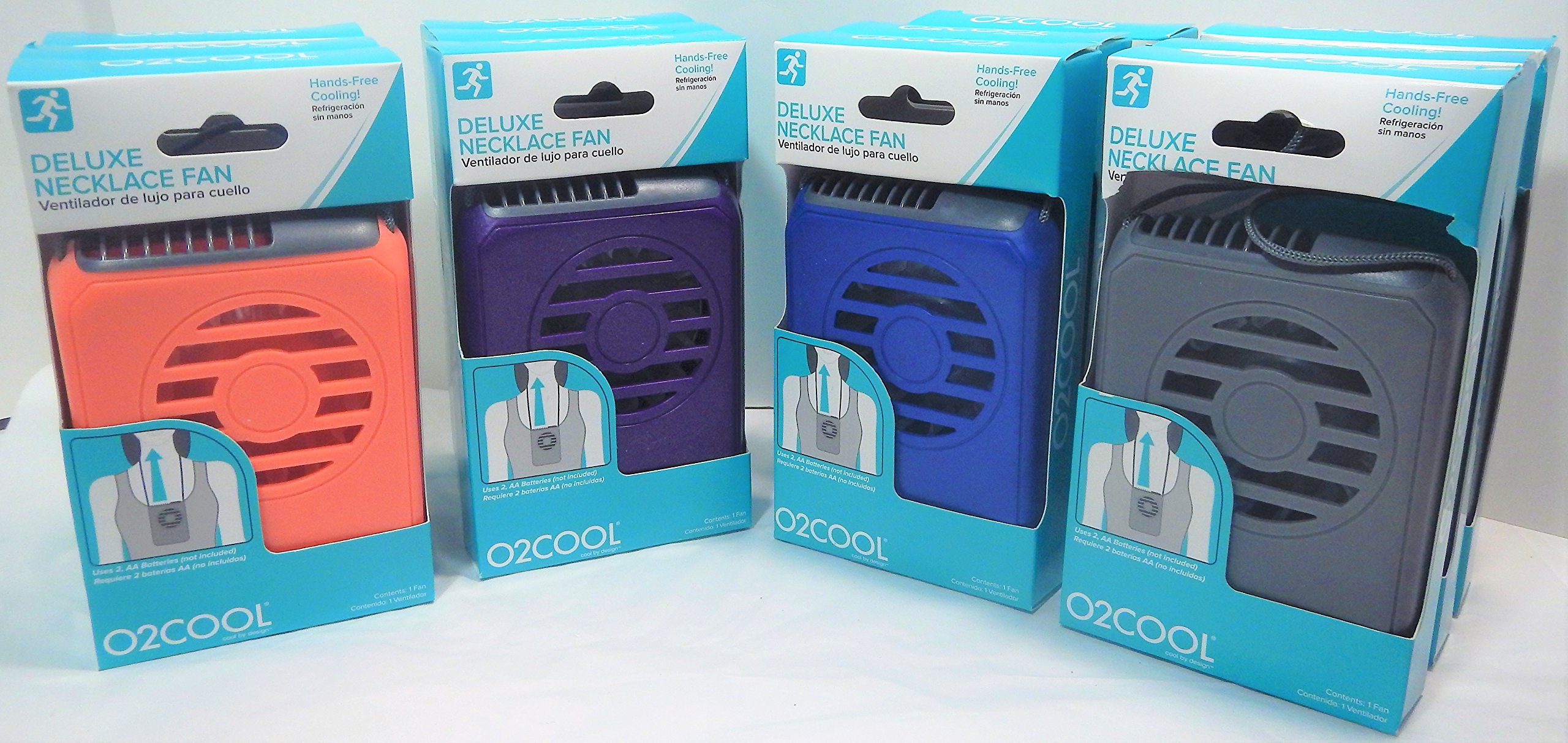 O2COOL Deluxe Portable Personal Battery Operated Necklace Fans - 12 Pack Cooling Fans for Outdoor, Sports, Travel & Office Use