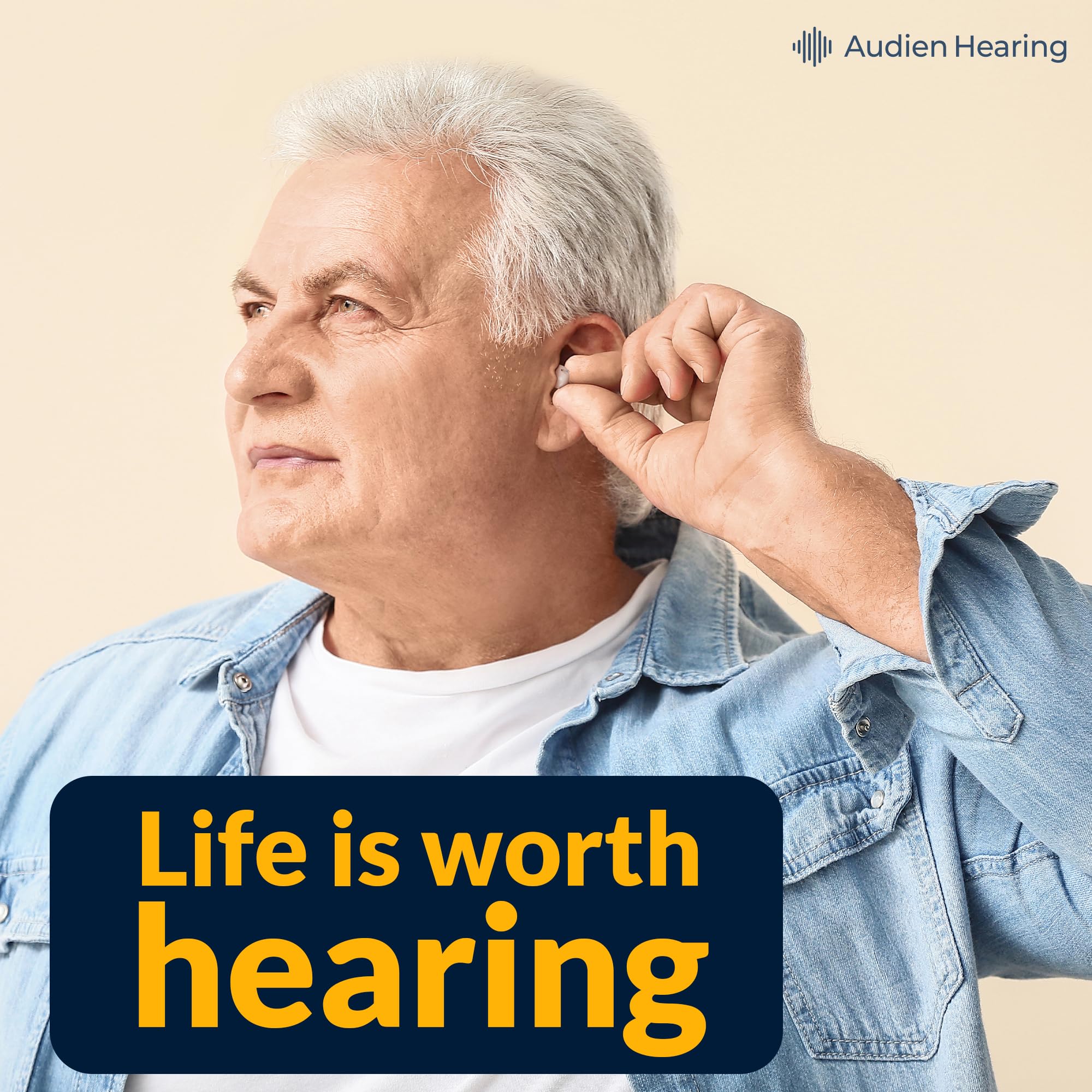 Audien ATOM 2 Wireless Rechargeable OTC Hearing Aid - Premium Comfort, Nearly Invisible Hearing Amplifier for Seniors & Adults - Perfect for TV Watching, Conversations & Outdoor Activities