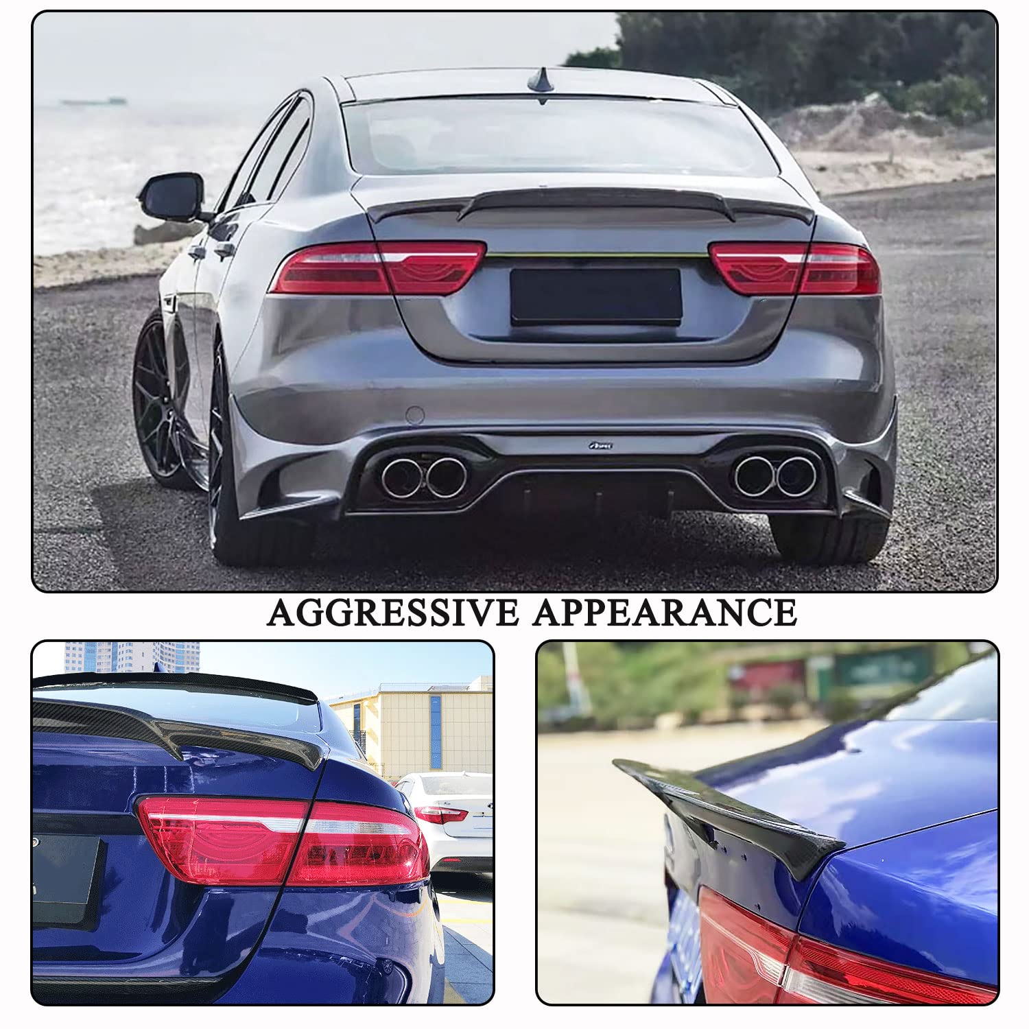 Carbon Fiber Trunk Spoiler for Jaguar XE Sedan 2015-2018 | High Kick Rear Boot Lid Wing Lip | Car Styling & Aerodynamic Upgrade | Perfect for Street Racing & Show Car Customization