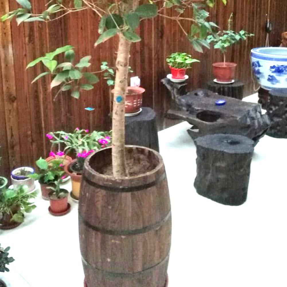 GZHENH Half Barrel Flower Planter Pot - Retro Wine Barrel Style Weather-Resistant Garden Decor (30x35cm, Brown) - Perfect for Patio, Balcony & Outdoor Plant Displays